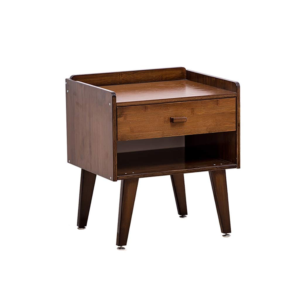 Vintage Wood Nightstand with Storage Drawer - Mid Century Modern Bedside Table, Sofa Side End Table with Wooden Legs - Perfect for Bedroom, Living Room & Home Decor (Medium Size, Color A)