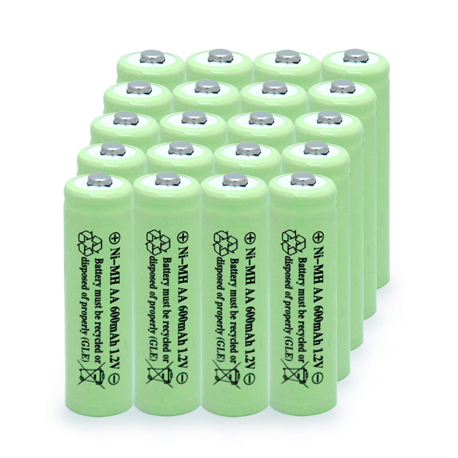 QBLPOWER AA Ni-MH 600mAh 1.2V Rechargeable Solar Batteries - 20 Pack for Outdoor Solar Lights, Garden Lamps, Remote Controls, Computer Mice - Perfect for Solar-Powered Outdoor Lighting and Electronic Devices