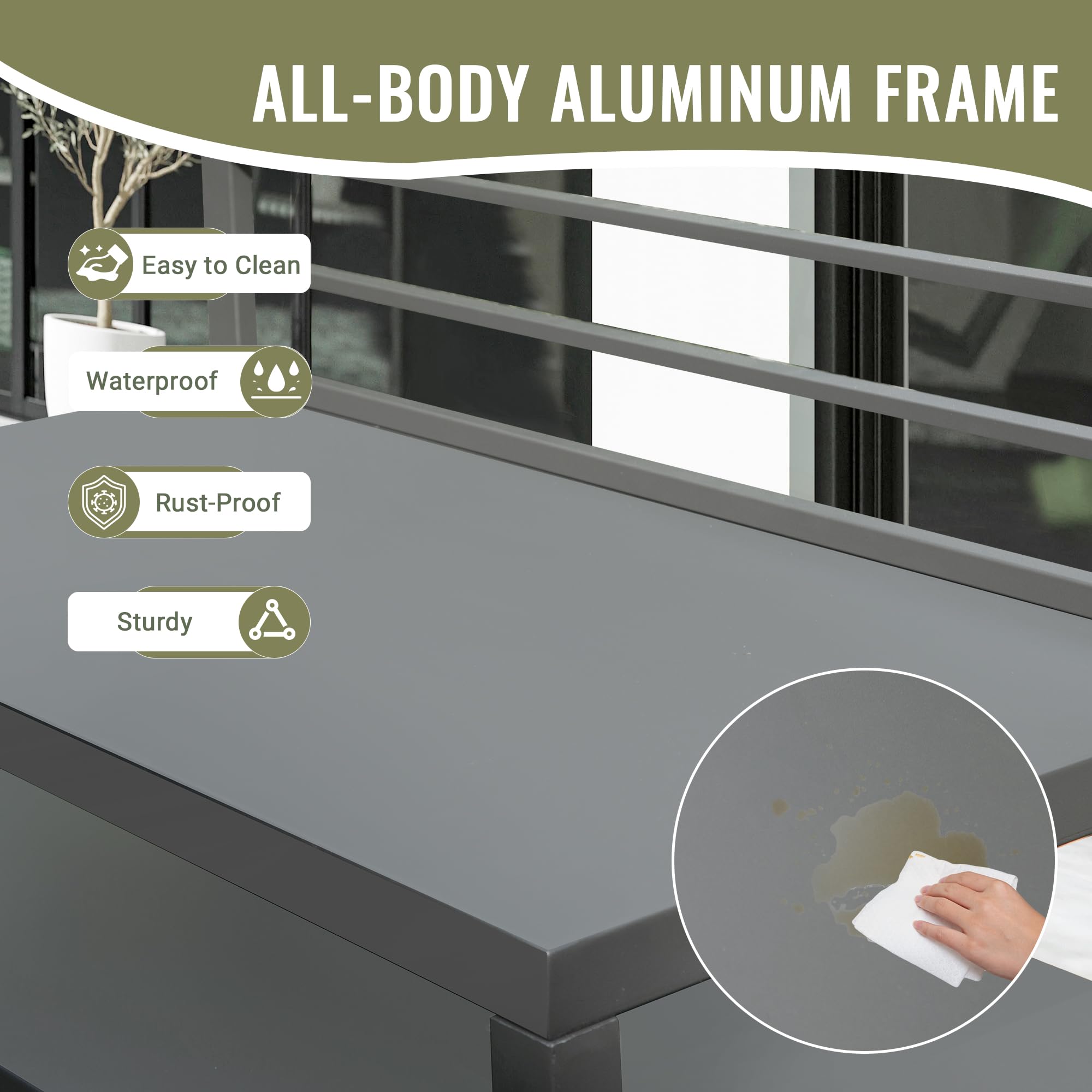 Modular Outdoor Kitchen Island - Aluminum BBQ Grill Table for Deck & Patio