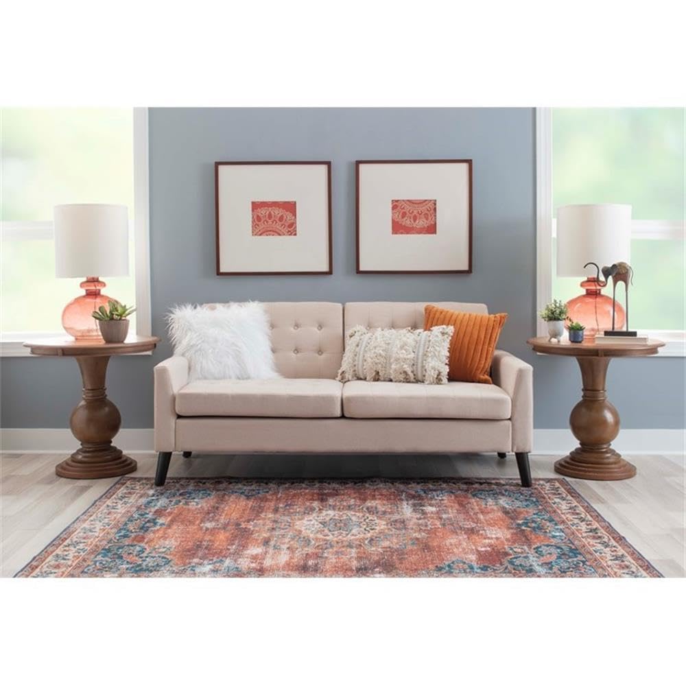 Powell Furniture Linon Aspen Round Wood Accent Table - Natural Finish Side Table for Living Room, Bedroom & Office Decor