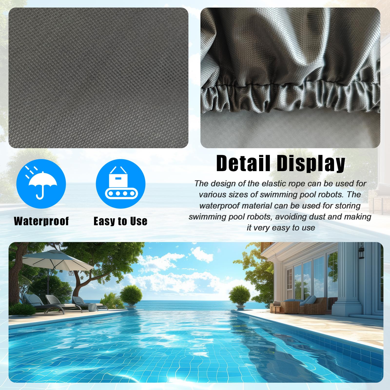 Keyrank Waterproof & UV Resistant Protective Cover for Cordless Robotic Pool Cleaners - Compatible with Above Ground & Inground Automatic Pool Vacuums | Outdoor Machine Protection for All Seasons