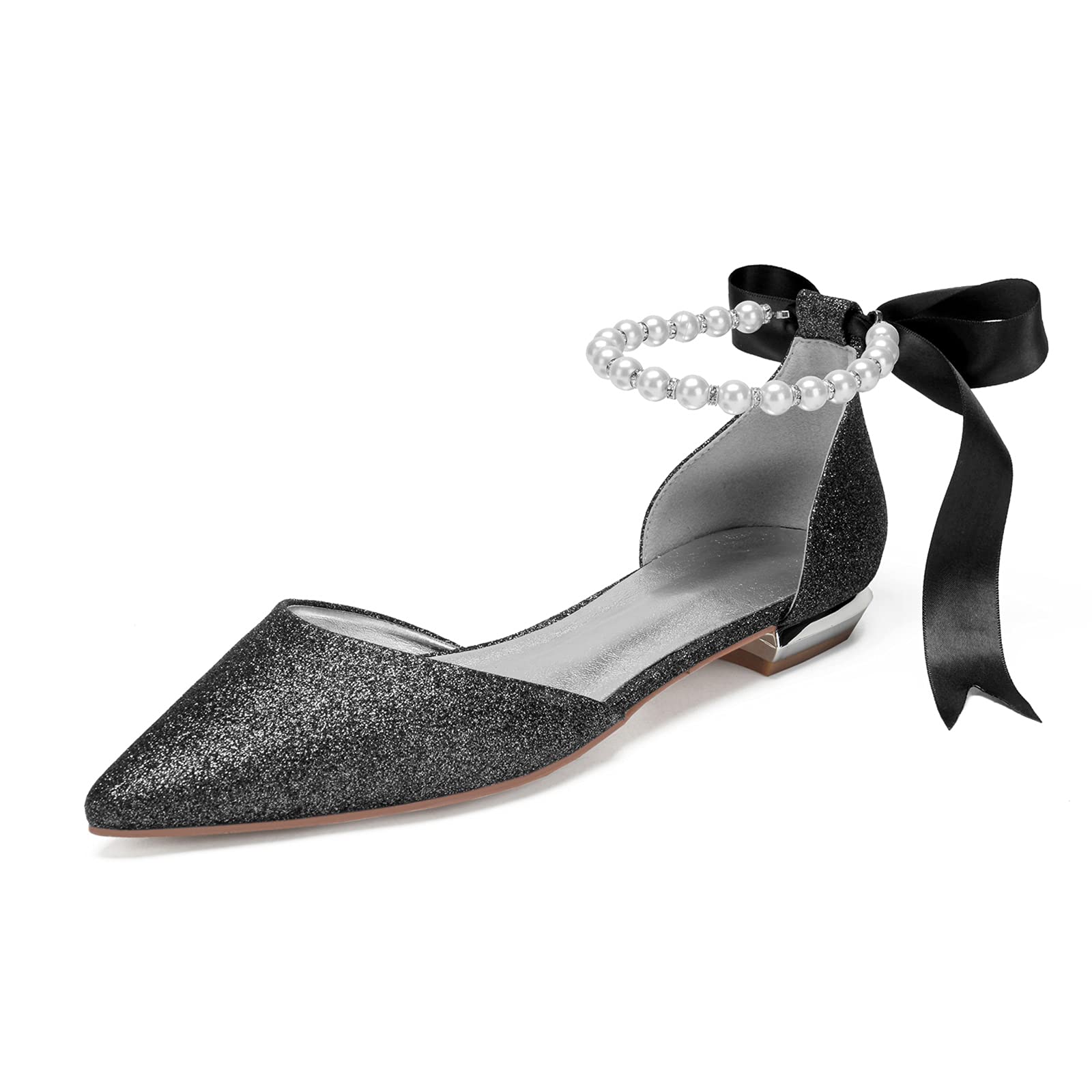 Elegant Bridal Shoes for Women – Pointed Toe Flat Wedding Sandals | Comfortable Summer Evening Party Pumps | Perfect for Weddings, Proms & Formal Events