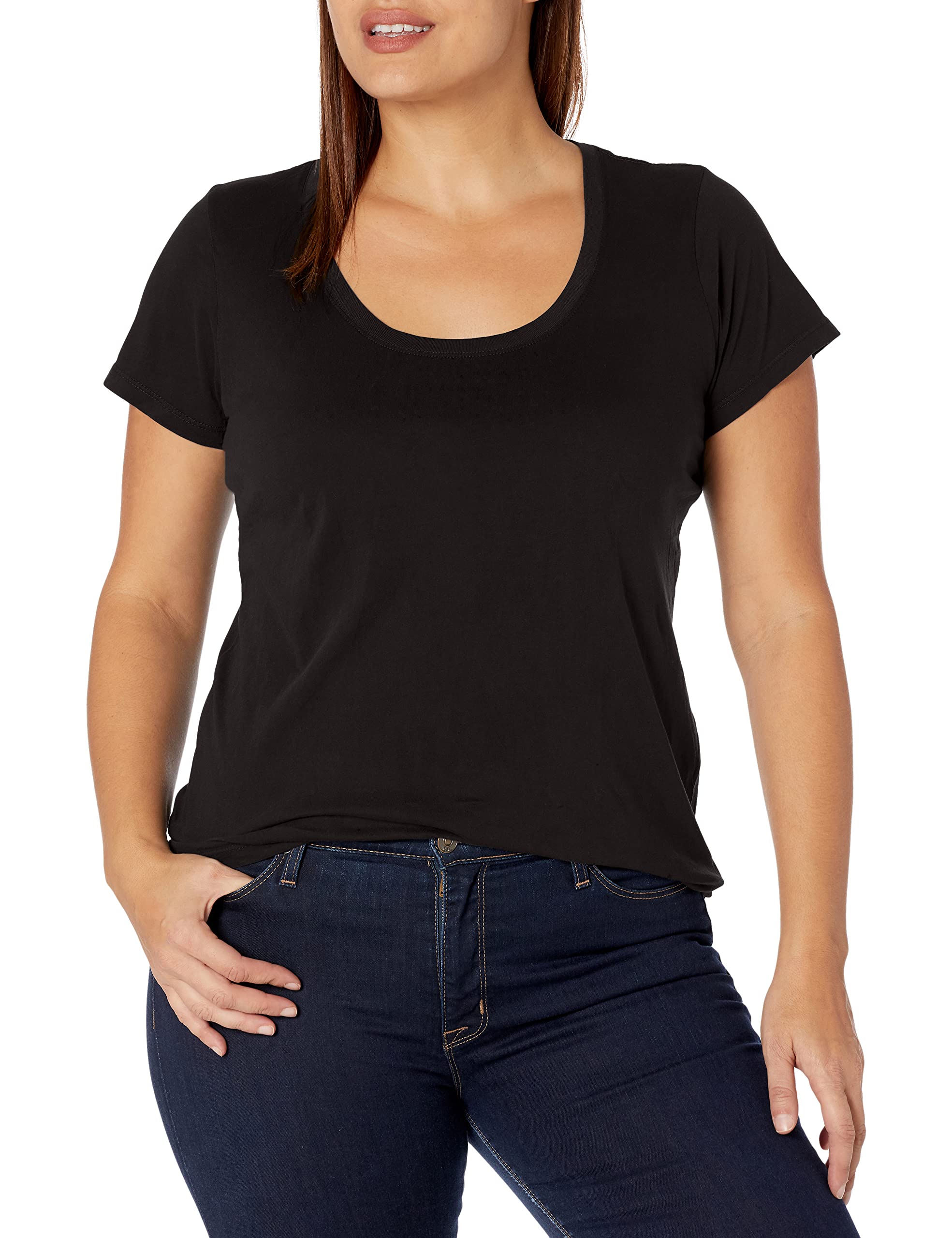 Monrow Women's Loose Fit Scoop Neck T-Shirt - Soft Casual Basic Tee for Everyday Wear, Lounge & Outfits