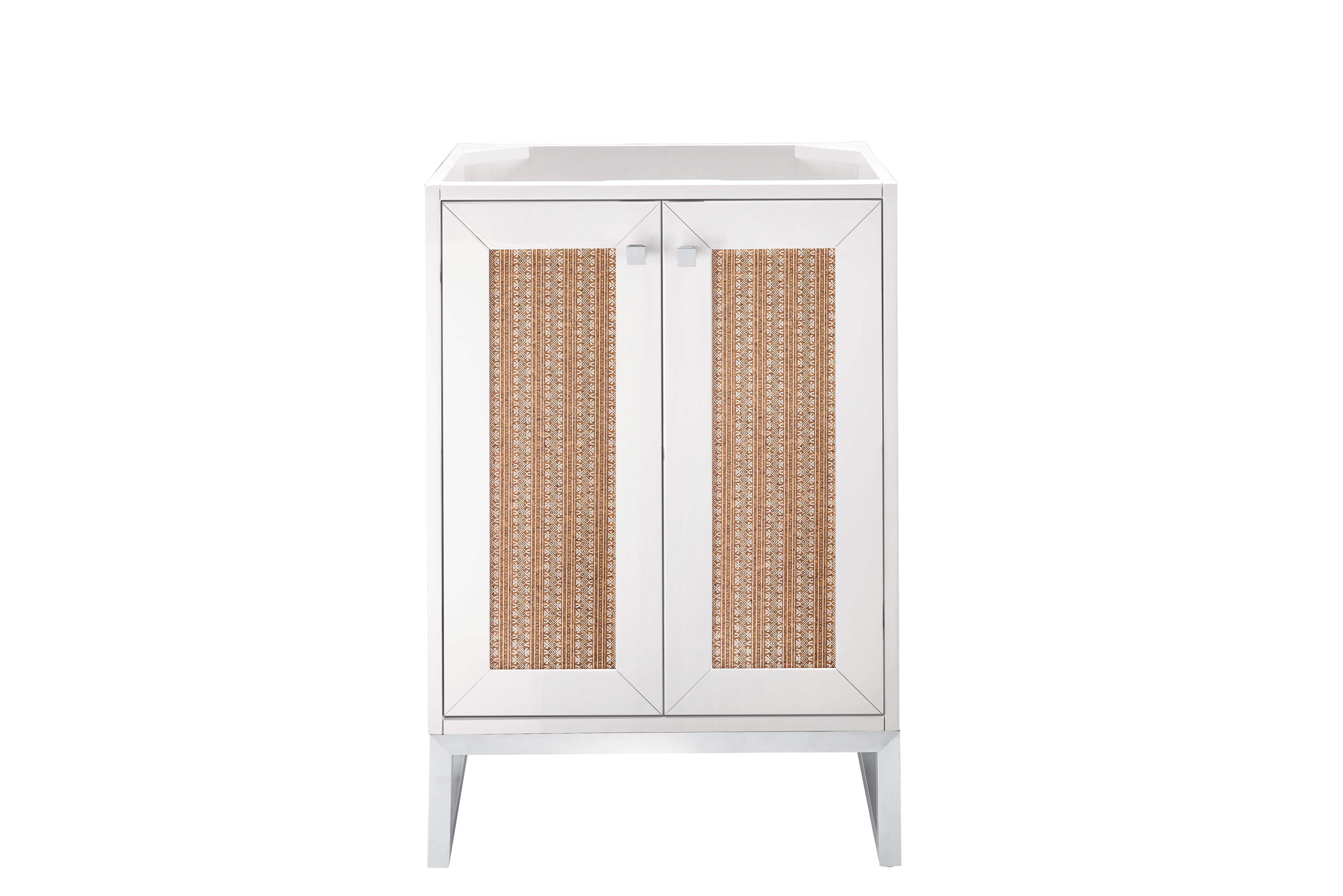 Chianti 24 Inch Single Vanity Cabinet with Soft-Close Doors - Glossy White Finish & Brushed Nickel Hardware | Perfect for Bathroom Remodeling and Small Space Solutions