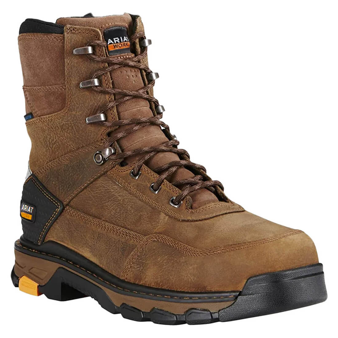 Intrepid 8 Inch Composite Toe Waterproof Work Boots for Men - Rye Brown Safety Shoes for Construction, Hiking & Outdoor Work