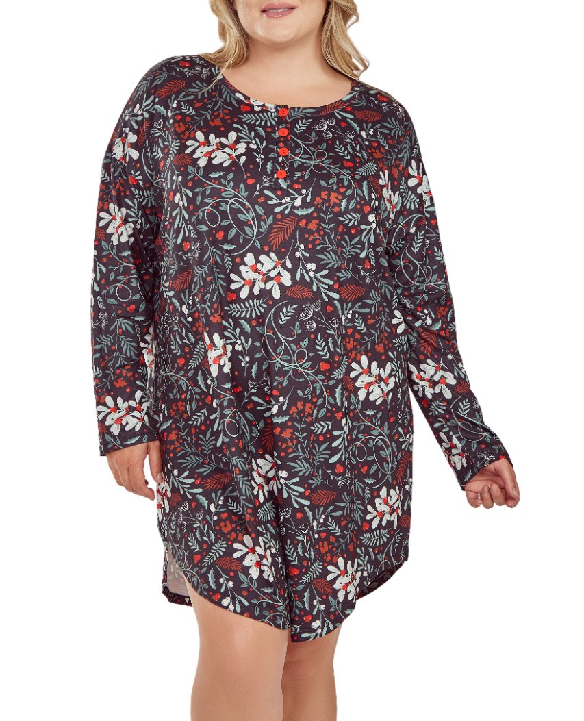 Comfortable Plus Size Long Sleeve Sleepshirt for Women - Soft Nightwear for Relaxing at Home & Lounging