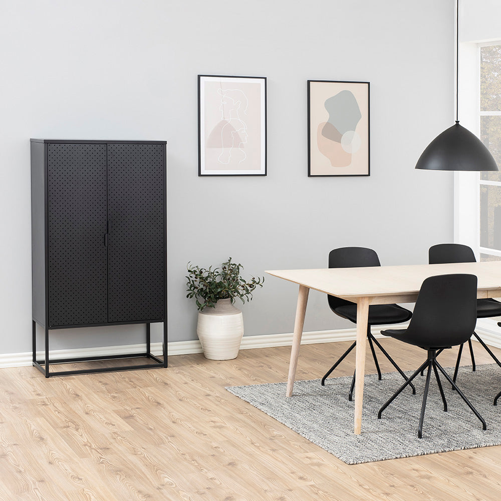 Newton Tall Sideboard Cabinet Unit 80cm Black - Modern Storage Solution for Living Room, Dining Room & Entryway Organization