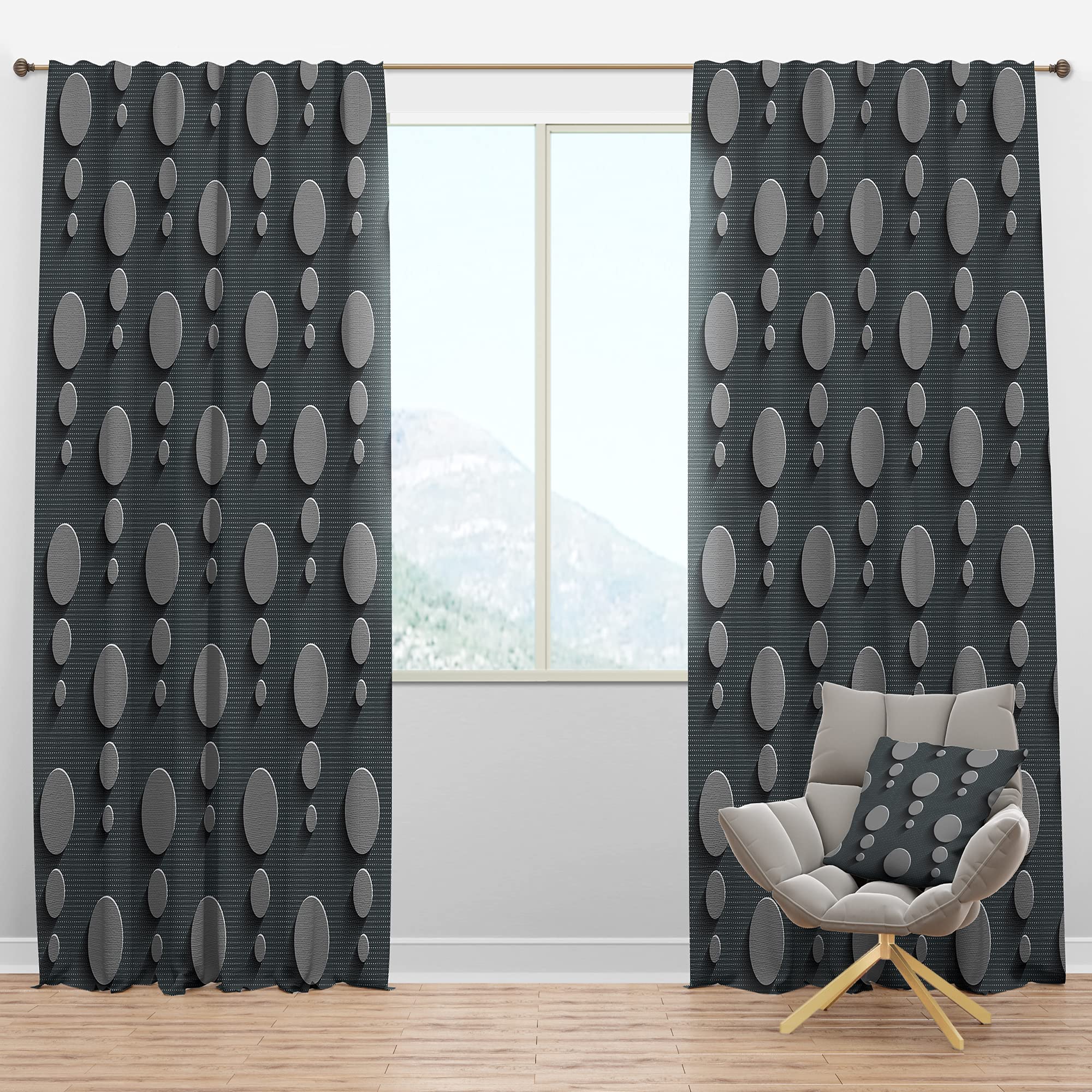 DesignQ Blackout Curtains - 3D Circles Abstract Technology Thermal Insulated Room Darkening Drapes for Bedroom & Living Room (52x120, Single Panel) - Perfect for Home Theater, Nursery & Light Sleepers