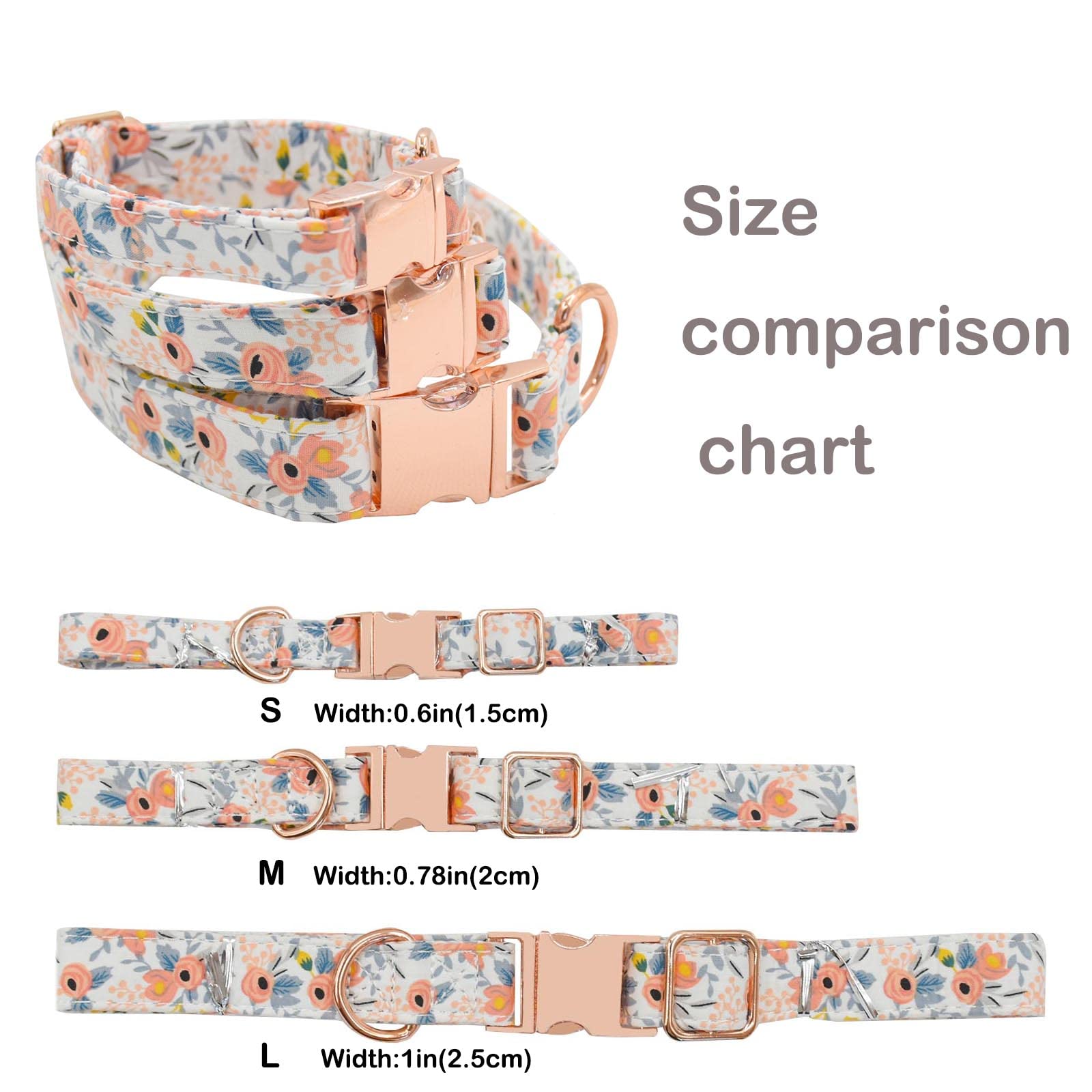 Durable Adjustable Metal Buckle Dog Collar for Small Medium Large Dogs (15-23in) - Comfortable Pet Collar for Daily Walks, Training & Outdoor Adventures (Flower Pattern)