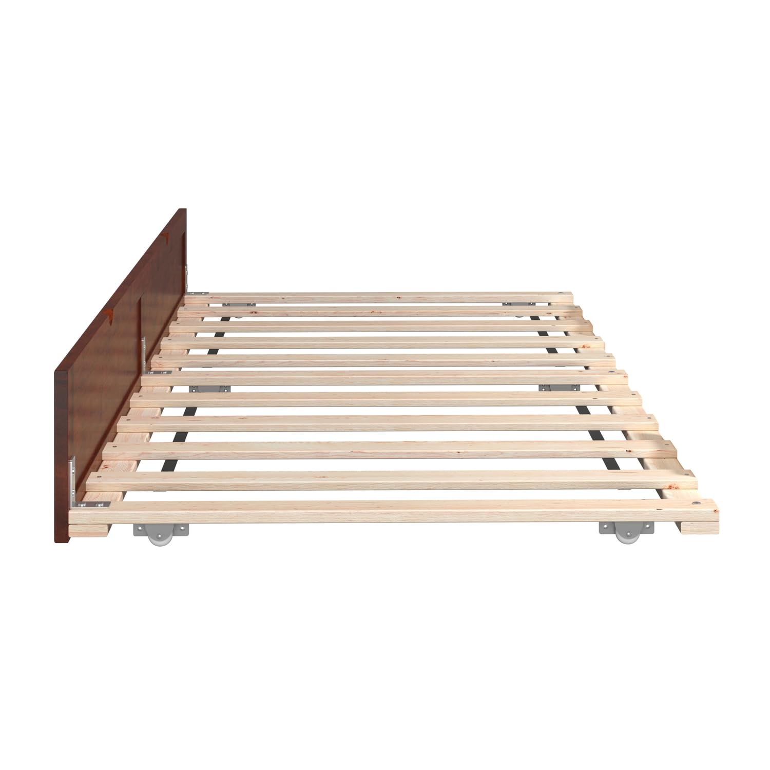 AFI Twin Size Trundle Bed Frame in Walnut Finish - Space-Saving Underbed Storage Solution for Kids, Guest Rooms & Small Apartments
