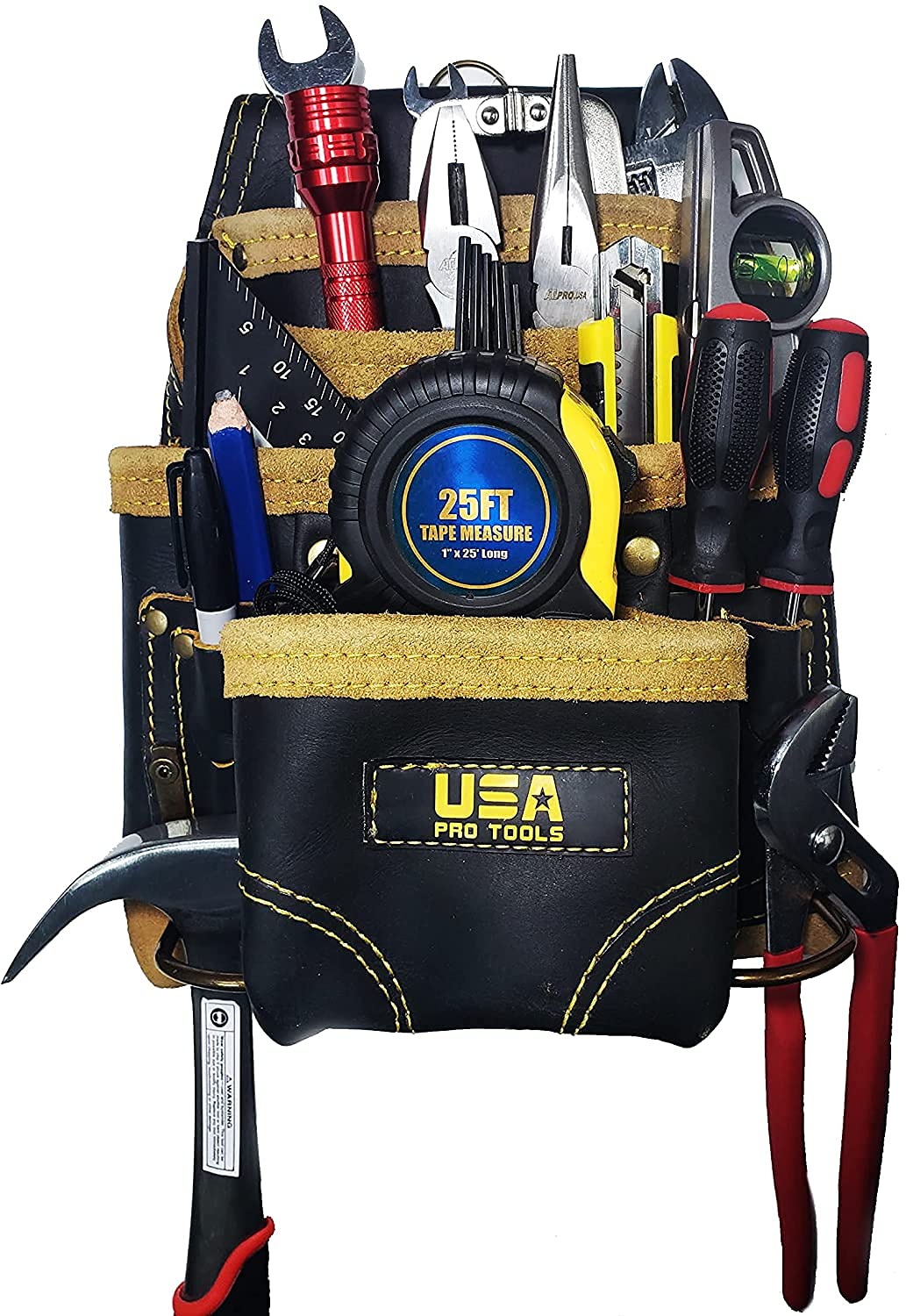 Durable Leather Tool Belt for Carpenters, Electricians & Construction Workers - Adjustable Tool Pouches with Heavy Duty Nylon Straps | Perfect for Framing, Wiring & DIY Home Improvement Projects