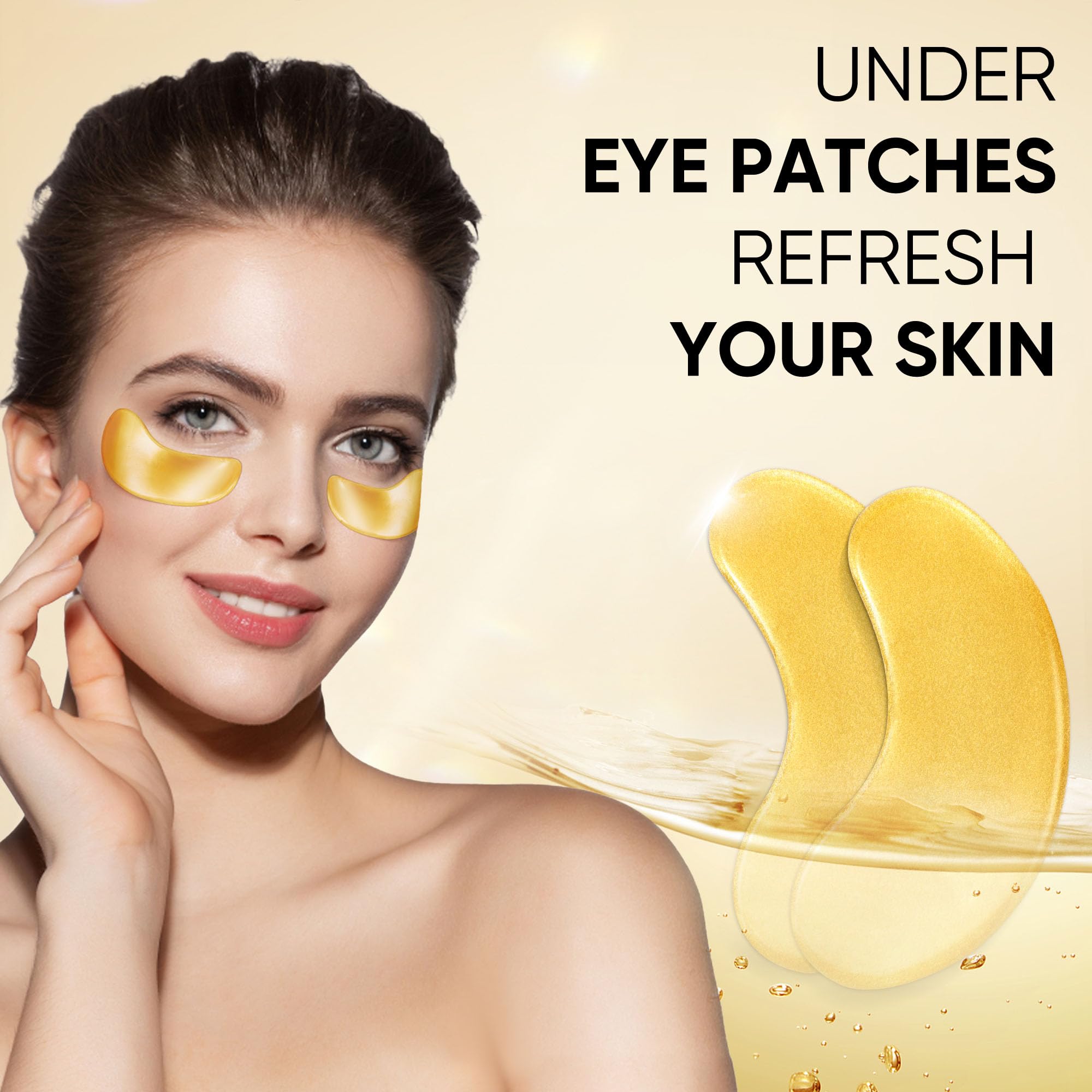 40 Pcs 24K Gold Collagen Under Eye Masks - Dark Circle & Puffiness Treatment, Anti-Wrinkle Eye Patches for Refresh & Revitalize | Perfect for Travel, Spa Days & Nighttime Skincare Routine
