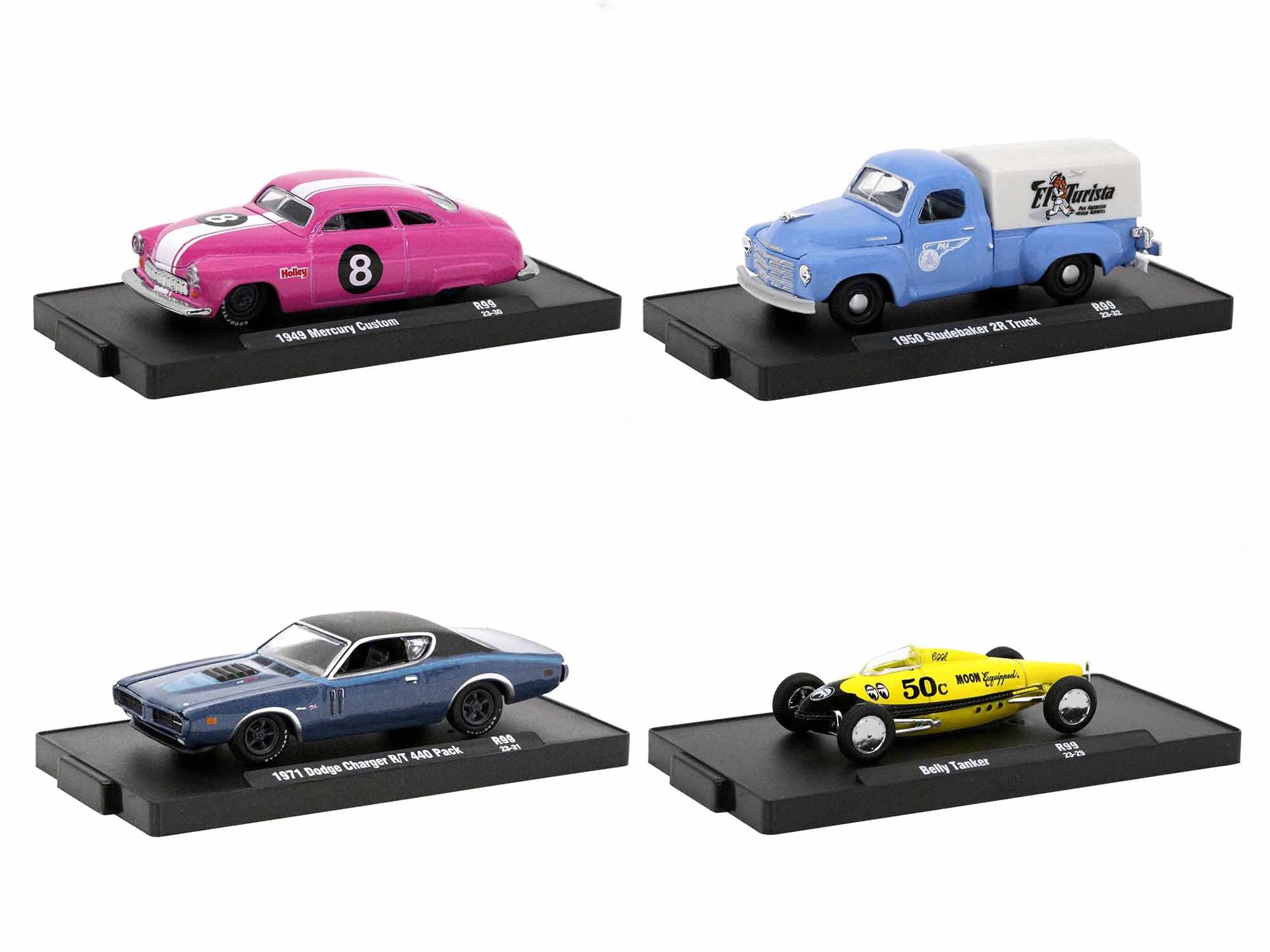 M2 Machines 1/64 Scale Diecast Model Cars - Auto Drivers Set of 4 Limited Edition (9600 Pieces Worldwide) - Collectible Miniature Vehicles for Display, Gifts & Racing Scenes