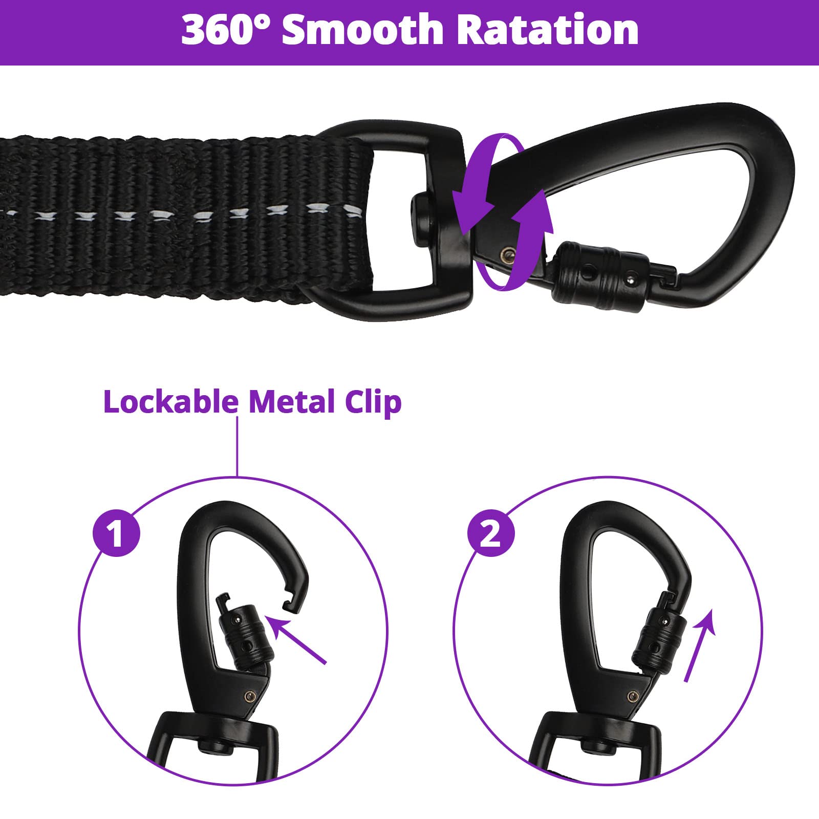 50 FT Heavy Duty Reflective Dog Leash with Swivel Hook & Padded Handle - Long Rope Leash for Small Medium Large Dogs - Perfect for Training, Walking, Hiking & Outdoor Adventures