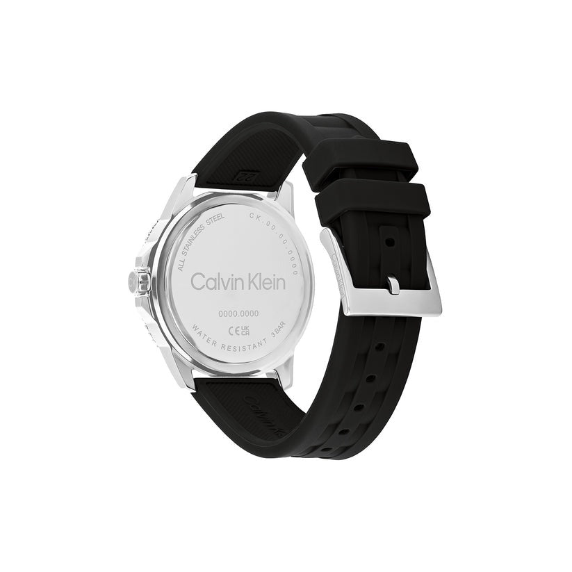 CALVIN KLEIN AQUEOUS Black Silicone Strap Watch 25200386 - Waterproof Unisex Casual Watch for Men & Women - Perfect for Everyday Wear, Office & Outdoor Activities