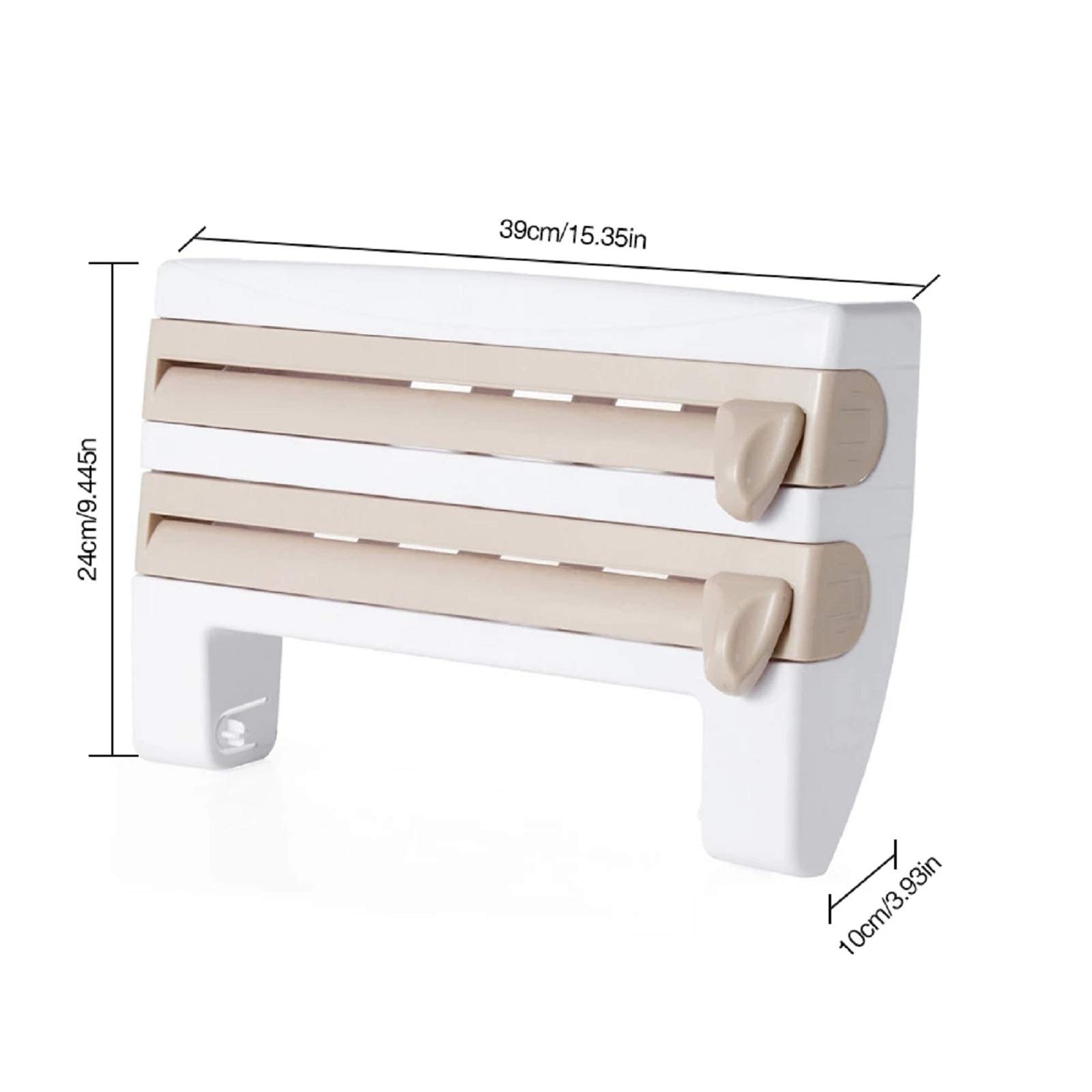 Stainless Steel Wall-Mounted Paper Towel Holder & Plastic Wrap Dispenser - Space Saving Kitchen Organizer for Paper Towels, Foil, Cling Wrap - Perfect for Kitchen, Bathroom, Pantry Organization