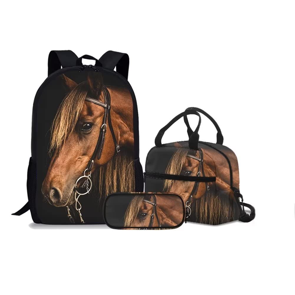 Horse Backpack Set for Kids - 3 Pcs School & Travel Bags for Boys Girls