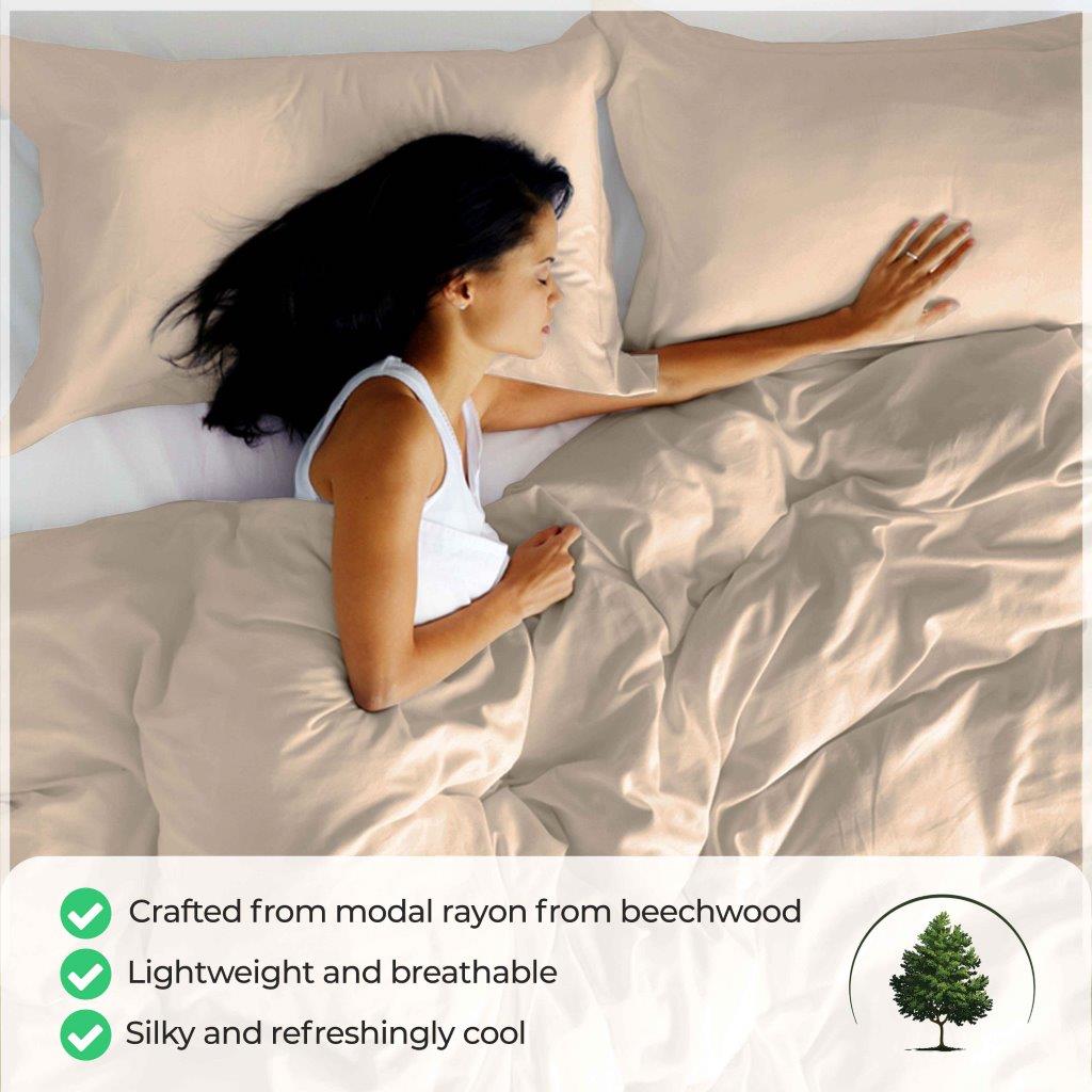Premium 400 Thread Count Modal Duvet Cover Set from Beechwood - Ultra Soft & Breathable Bedding for All Seasons - Perfect for Master Bedroom, Guest Room, and Luxury Hotels