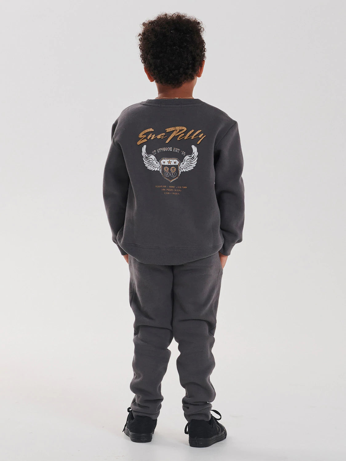 Ena Pelly Wingshield Sweatshirt for Women - Cozy Charcoal Pullover Hoodie | Casual Wear, Street Style & Outdoor Activities