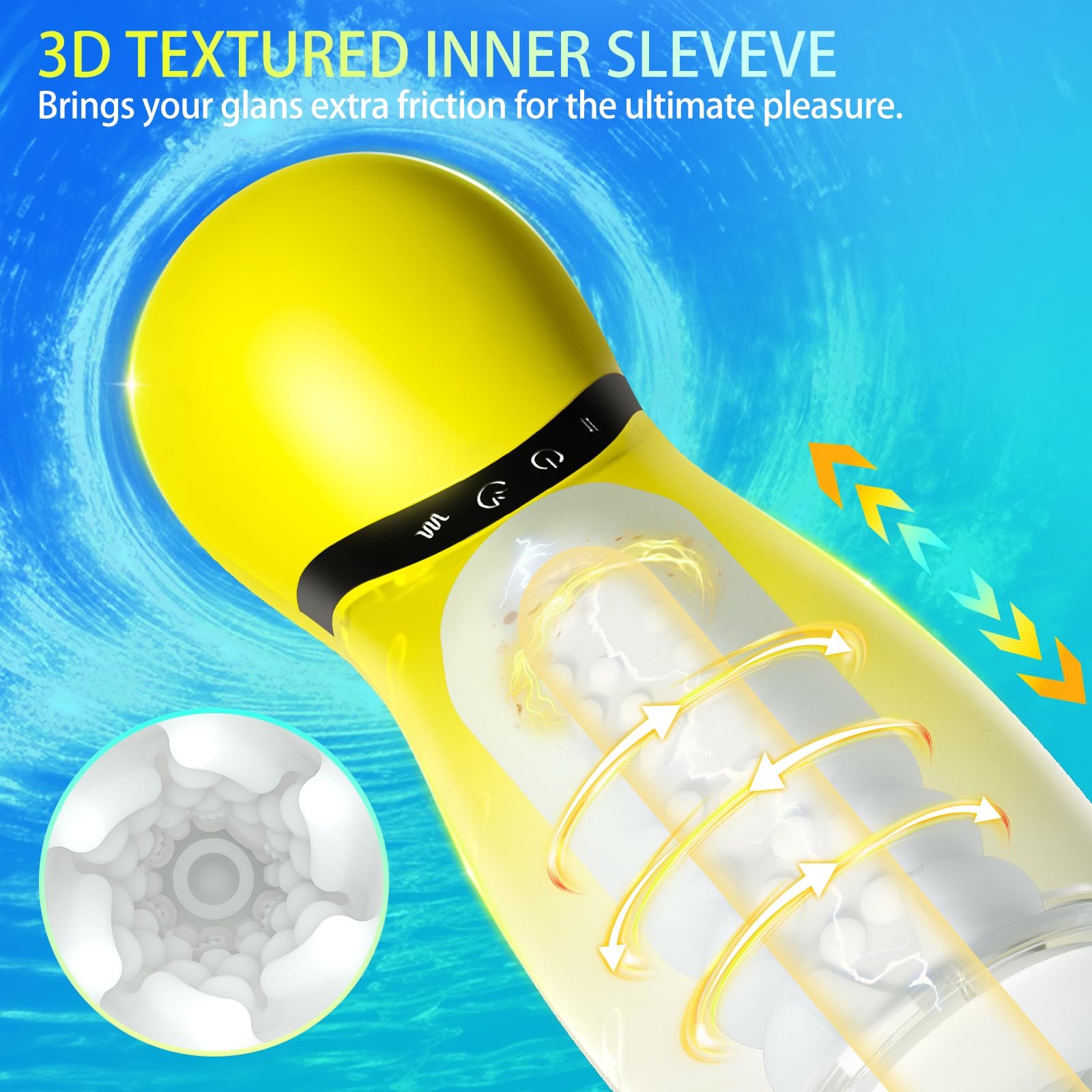 3D Textured Automatic Thrusting Male Masturbator Cup - Realistic Pocket Pussy Vagina with 3 Squeeze & 3 Thrust & 10 Vibration Modes - Adult Sex Toy Blowjob Machine for Men - Perfect for Solo Play, Couples Fun & Discreet Masturbation