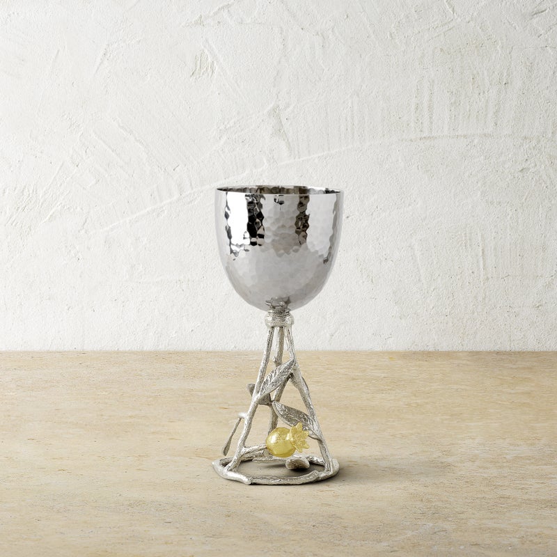 Elegant Pomegranate Silver & Gold Kiddish Cup - Perfect for Jewish Holidays, Passover, and Special Celebrations
