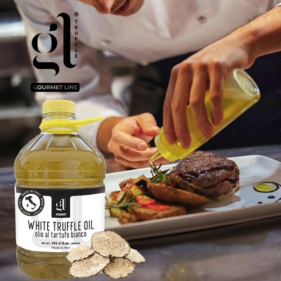 Premium White Truffle Oil 3 Liters (97 fl.oz) - Non-GMO, Italian-Made Gourmet Truffle Oil for Restaurants & Catering | Perfect for Pasta, Risotto & Gourmet Dishes