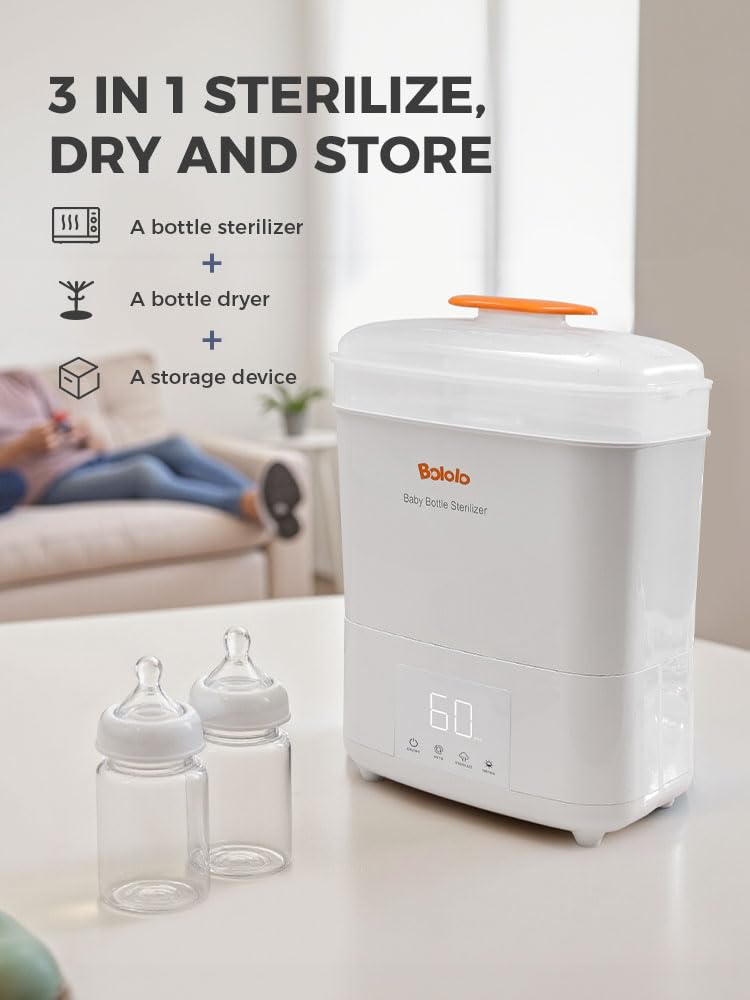 Electric Baby Bottle Sterilizer and Dryer | Steam Sanitizer for Baby Bottles, Pacifiers & Breast Pump Parts | Perfect for Nursery, Travel & Daycare Use