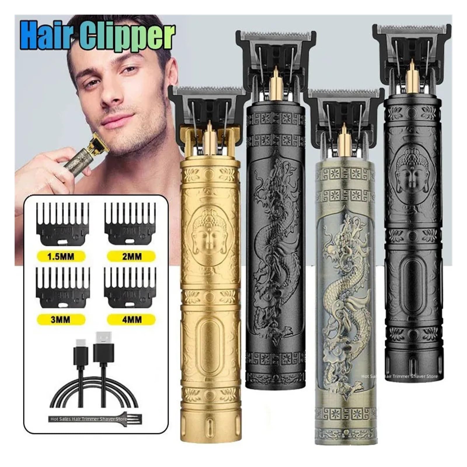 Professional T9 Electric Hair Clipper for Men - Cordless Beard Trimmer, Body Groomer & Hair Cutting Machine with Precision Blades | Perfect for Home Barbering, Beard Shaping & Body Grooming