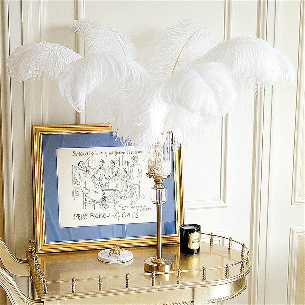 Premium White Ostrich Feathers for Wedding Centerpieces, Party Decor, Easter & Gatsby Themed Events - 22-24 Inch Long - Elegant Home & Event Decoration