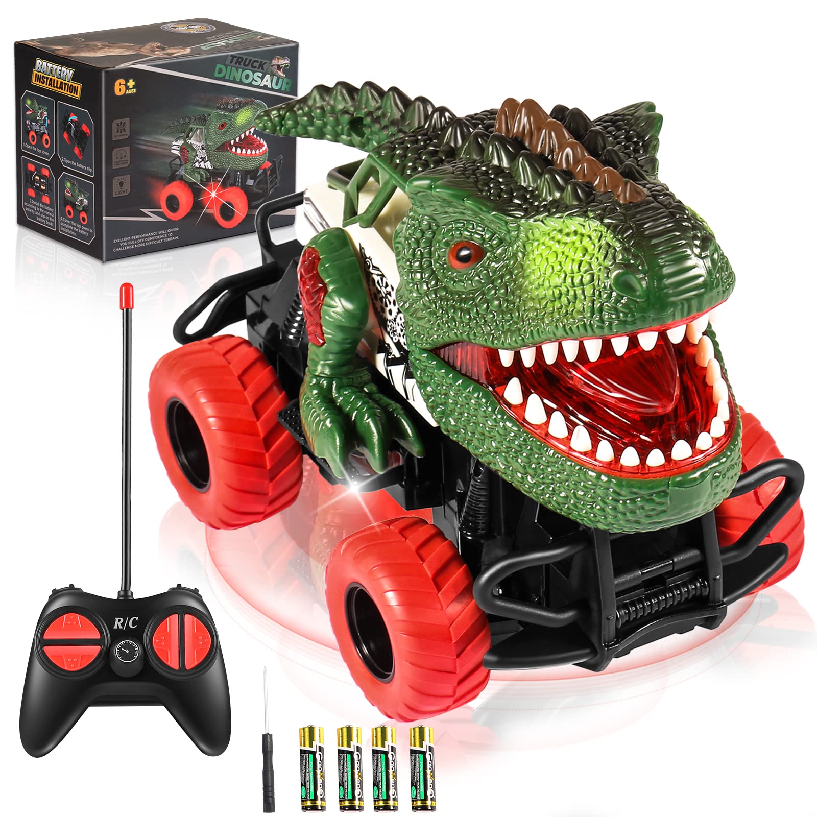 Remote Control Dinosaur Truck Toy for Kids Ages 3-5 - Interactive RC Dino Car for Boys & Girls - Best Christmas & Birthday Gift for Toddlers - Fun Indoor & Outdoor Play for Preschoolers