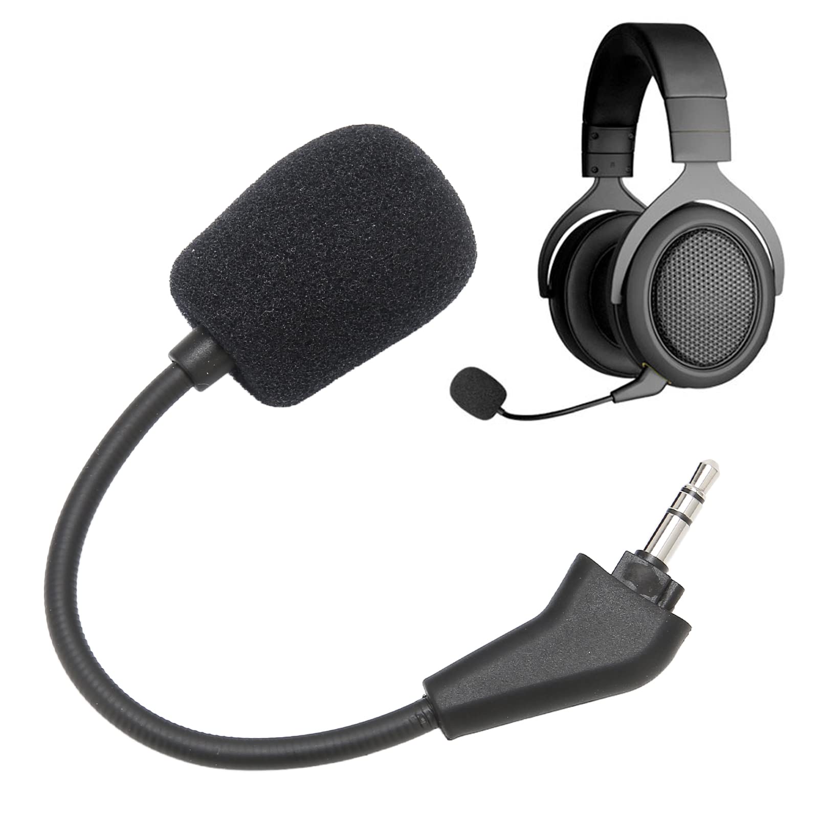 ASHATA Replacement Gaming Microphone with Noise Cancelling & Deep Bass, 3.5mm Jack Compatible with Corsair HS50/HS60/HS70/HS70 SE Headsets - Perfect for PC Gaming, Streaming & Online Chat