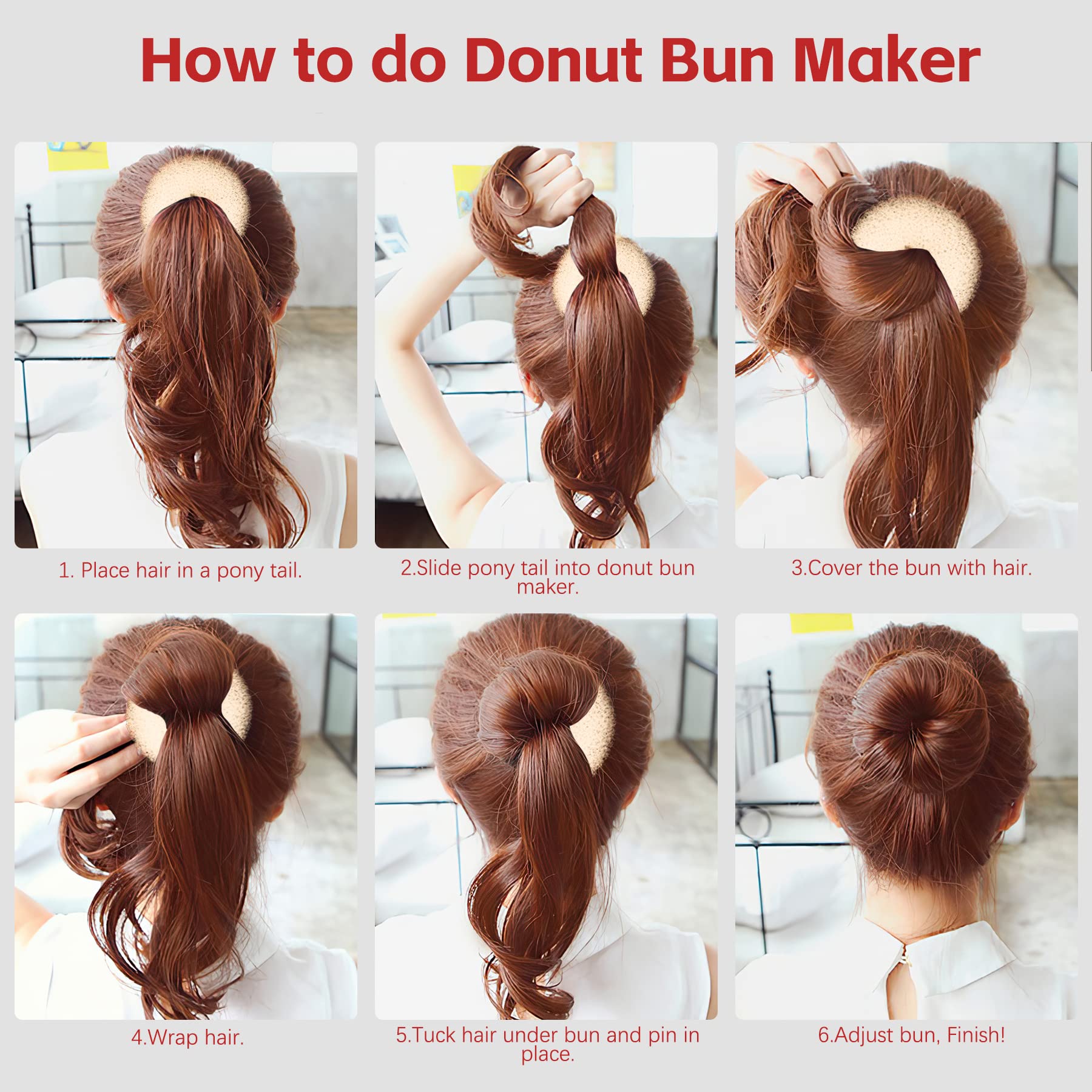 36-Piece Hair Styling Kit with Donut Bun Maker, Hair Rings & Twist Accessories - DIY Hairstyles for Women & Girls (Black) - Perfect for Parties, Weddings & Everyday Styling