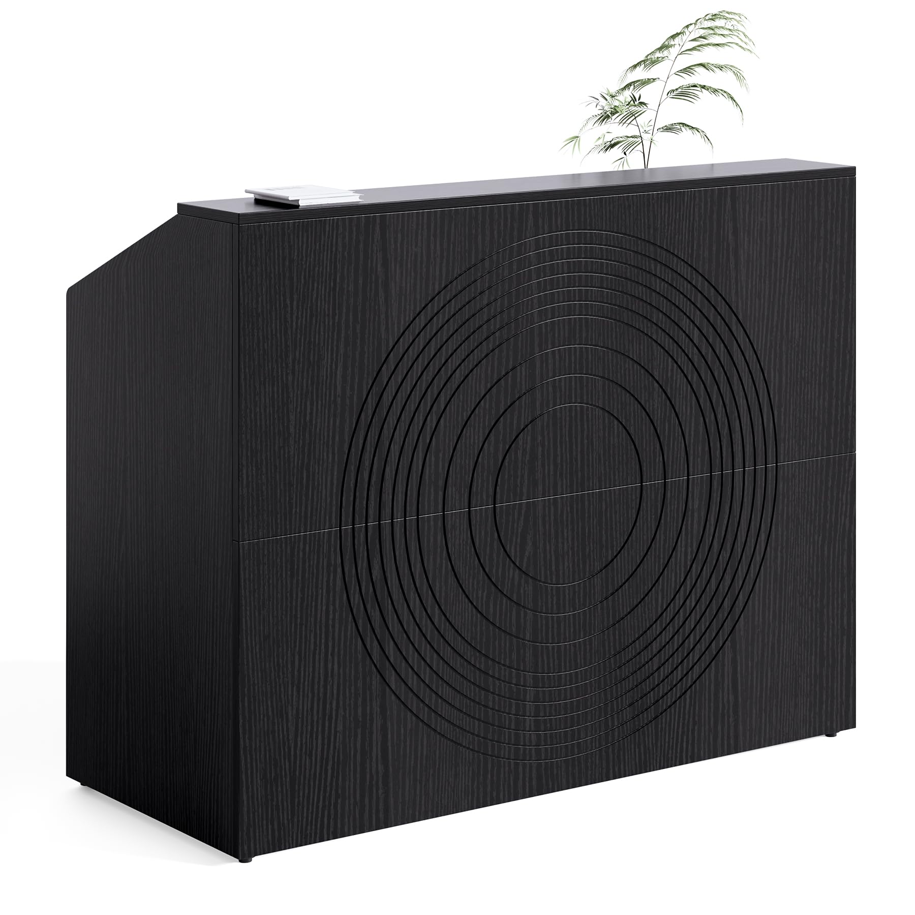 47-Inch Modern Reception Desk with Counter - Black Front Desk for Office, Lobby, Beauty Salon & Retail Checkout | Durable & Stylish Welcome Table for Professional Spaces