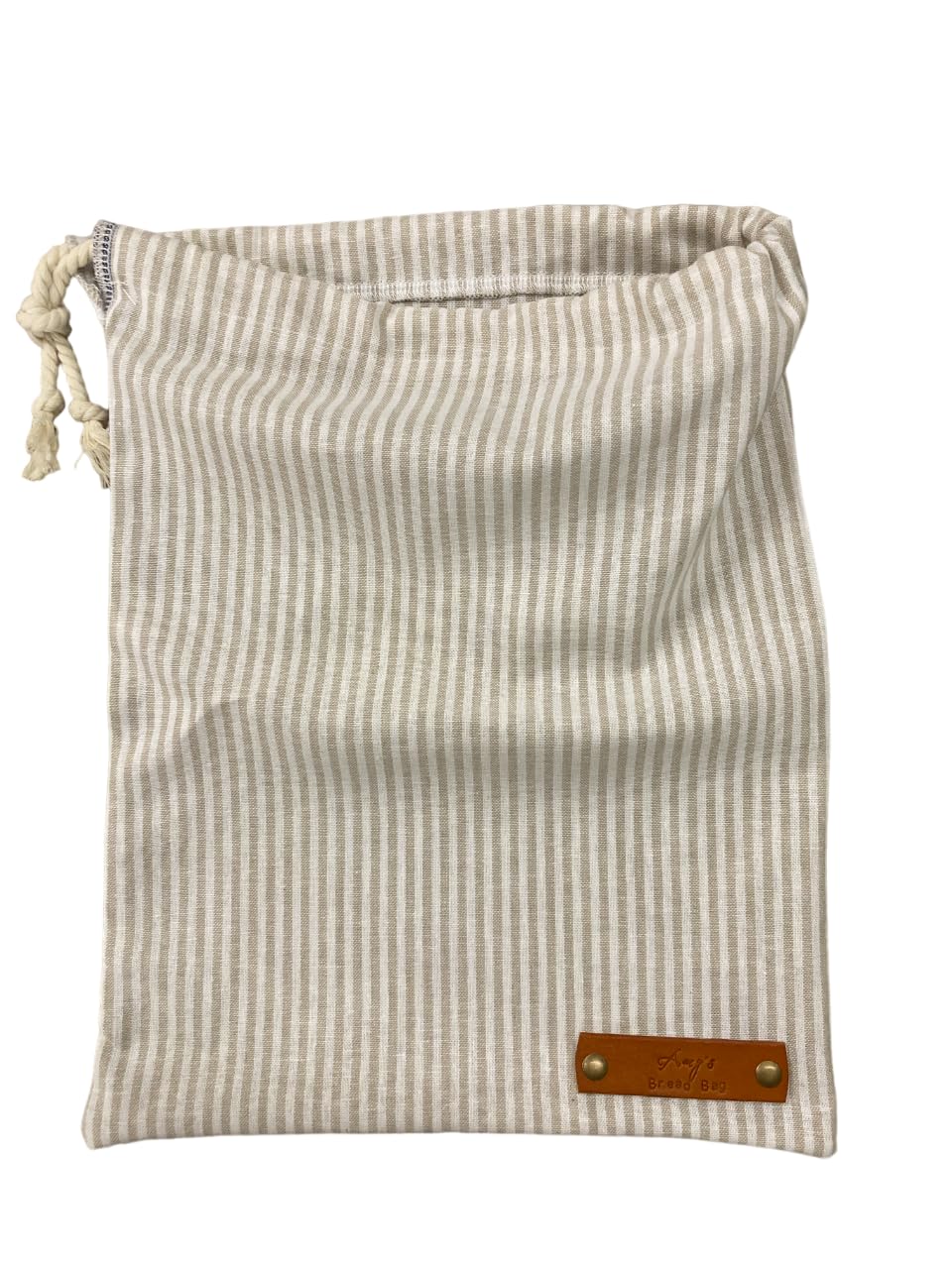 Rustic White Stripe Linen Bread Bags - Reusable Homemade Sourdough & Produce Storage - Personalized Baker Gift (Made in USA) - Perfect for Artisan Bread, Farmers Market & Eco-Friendly Kitchen Use