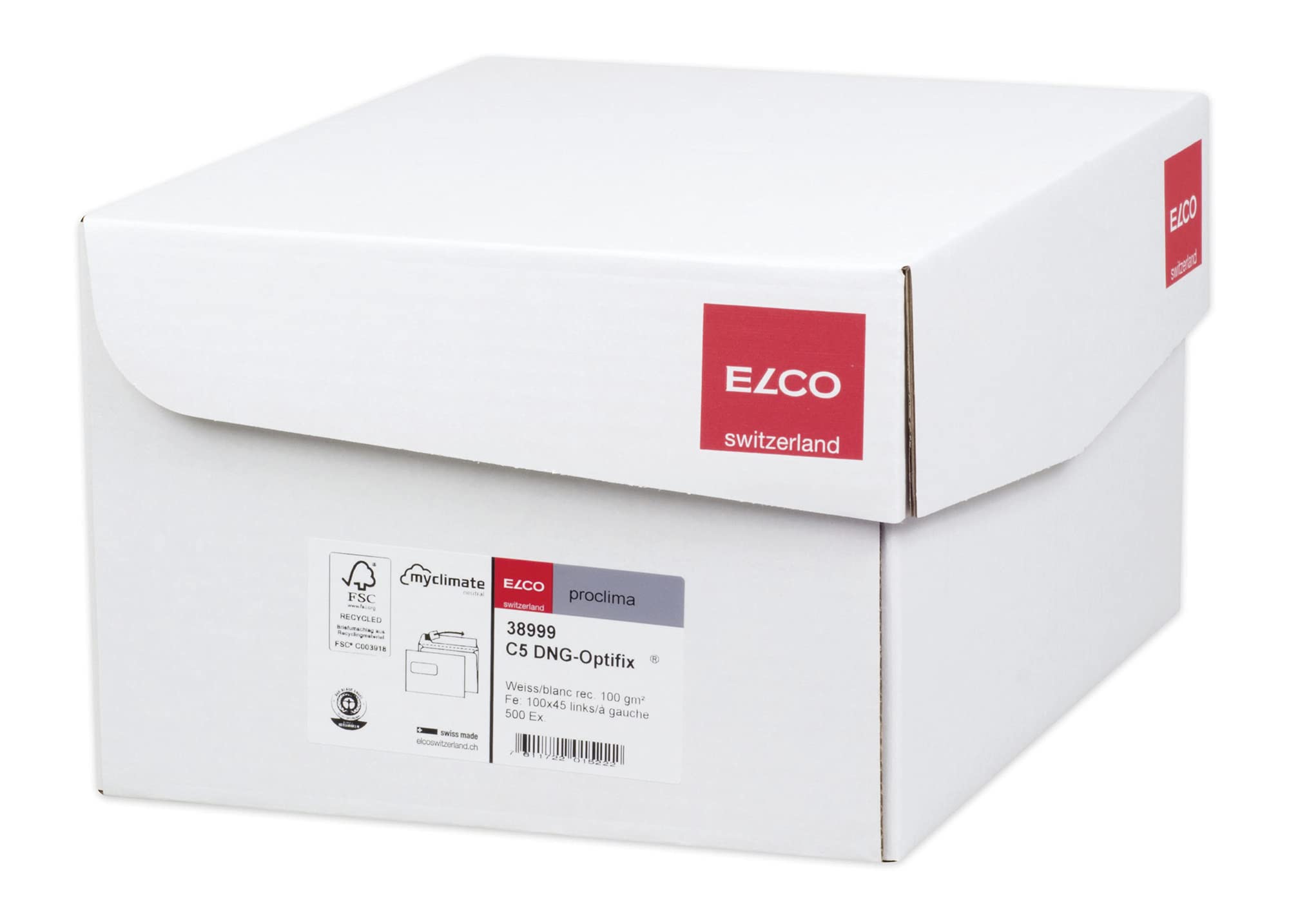 Eco-Friendly FSC Certified CO2 Neutral Peel & Seal Recycling Wallet Envelopes - 100GSM, 100x45mm Left Window, White (500 Envelopes per Box) - Perfect for Business Mail, Invoicing & Eco-Conscious Office Use