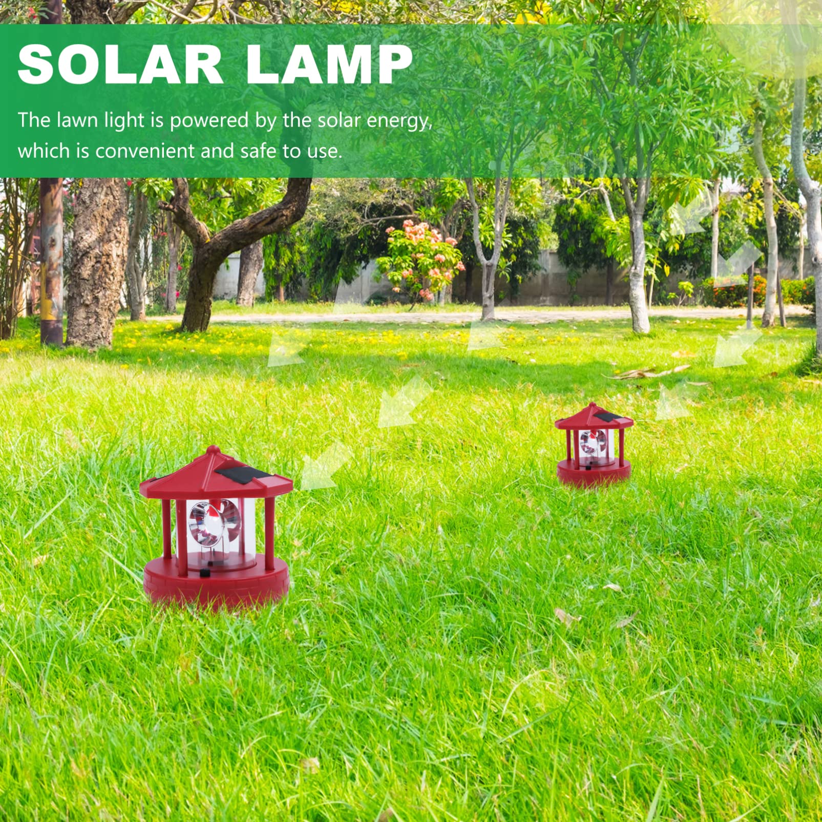 Uonlytech Solar Powered Outdoor Lights - Waterproof LED Garden Lights with Rotating Lighthouse Design for Lawn & Yard Decor | Perfect for Patio, Pathway, and Landscape Lighting