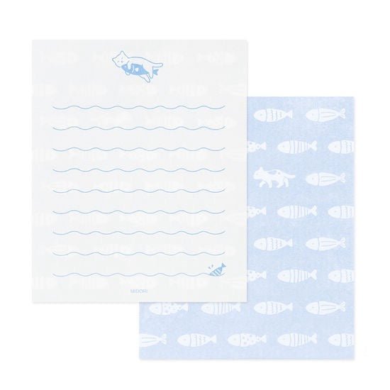 Midori DESIGNPHIL Mogu Mogu Animal Mini Letter Set - Cute Japanese Stationery for Kids, Notes & Gift Wrapping - Perfect for School, Office & DIY Crafts