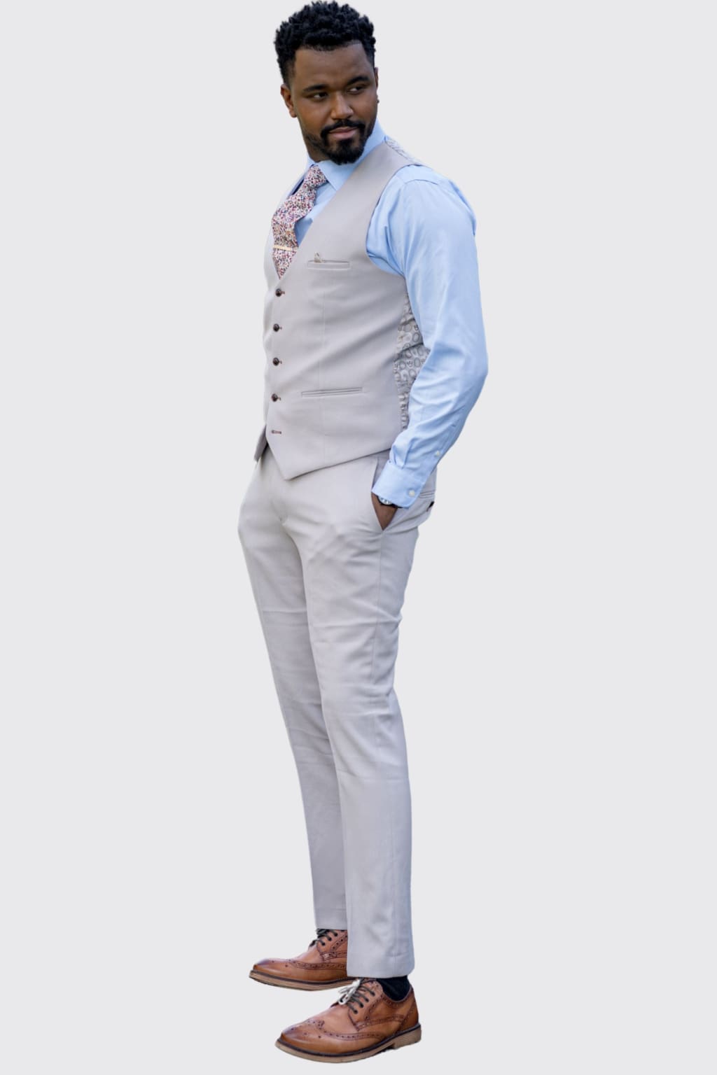 Marc Darcy HM5 Beige Stone Waistcoat for Men - Classic Formal Vest for Weddings, Business & Office Wear