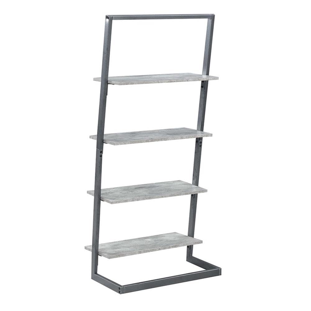 Pemberly Row 4-Tier Ladder Bookcase Shelf - Gray Wooden Storage Shelf for Living Room, Bedroom & Office