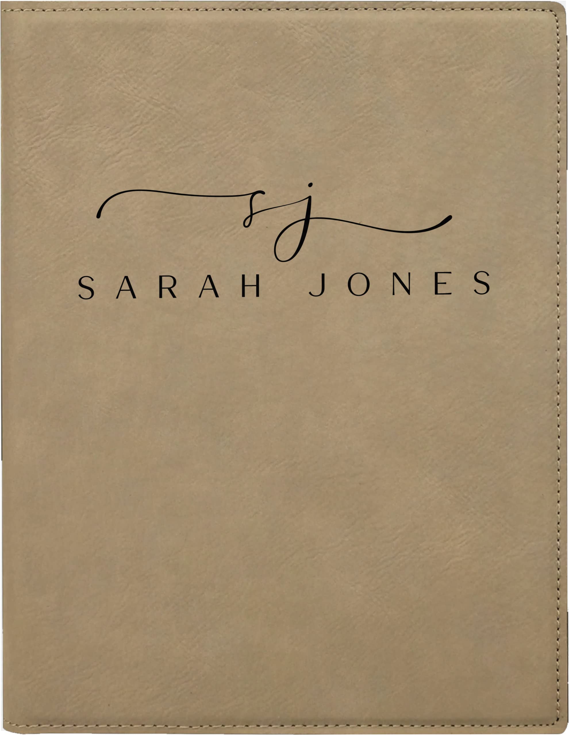 Personalized Engraved Leatherette Notepad Portfolio - Custom Journal & Simple Engraved Notebook (Light Brown) for Office, Business Meetings & Gift Giving