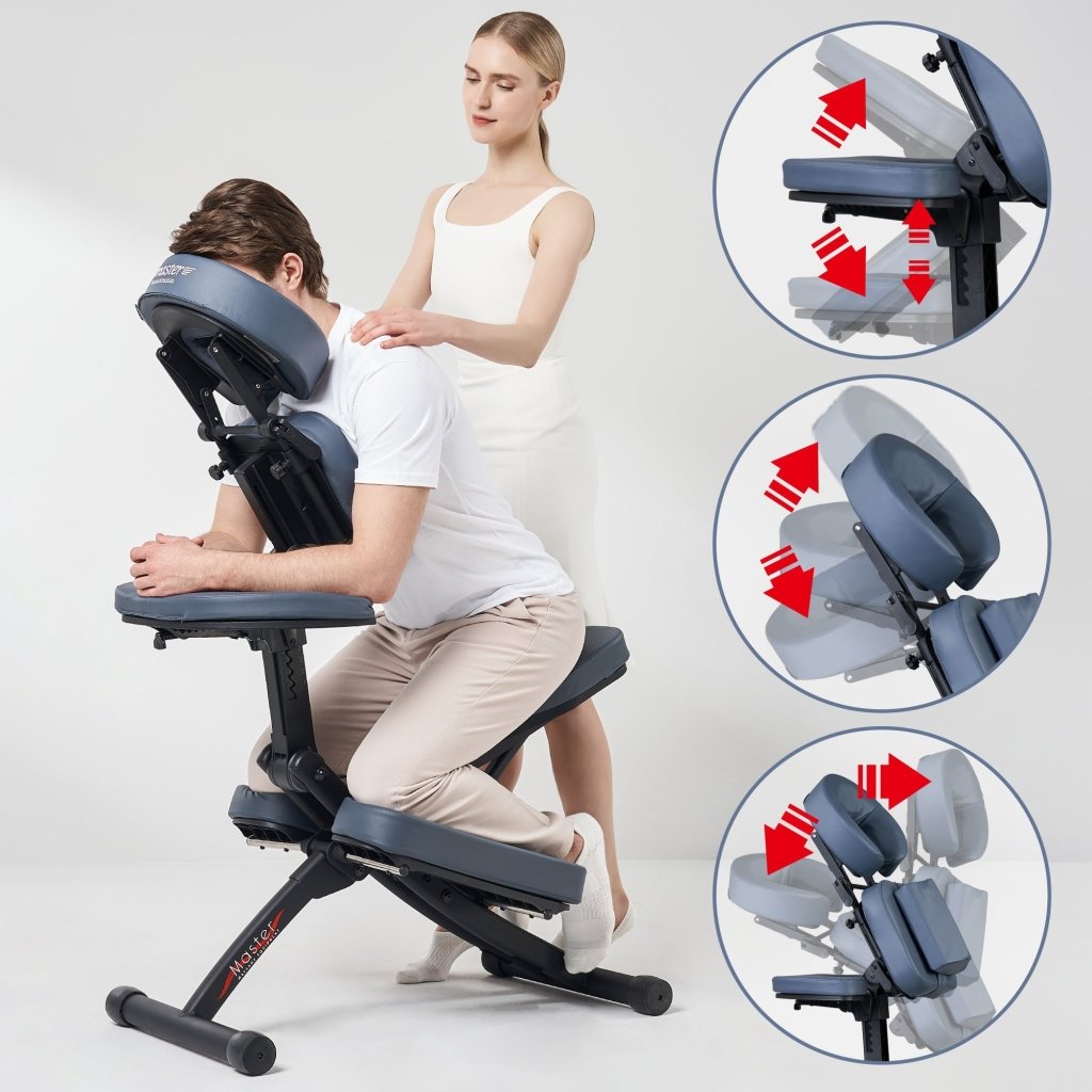 Master Massage® Rio Portable Massage Chair - Lightweight & Adjustable with Carrying Case, Perfect for Home, Office & Travel - Royal Blue