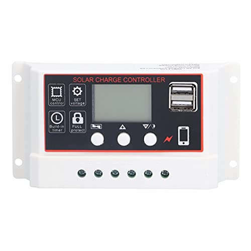 10A Solar Charge Controller with LCD Display - Waterproof MPPT Battery Regulator for RV, Boat, Off-Grid Solar Panel System - Overcharge & Open Circuit Protection