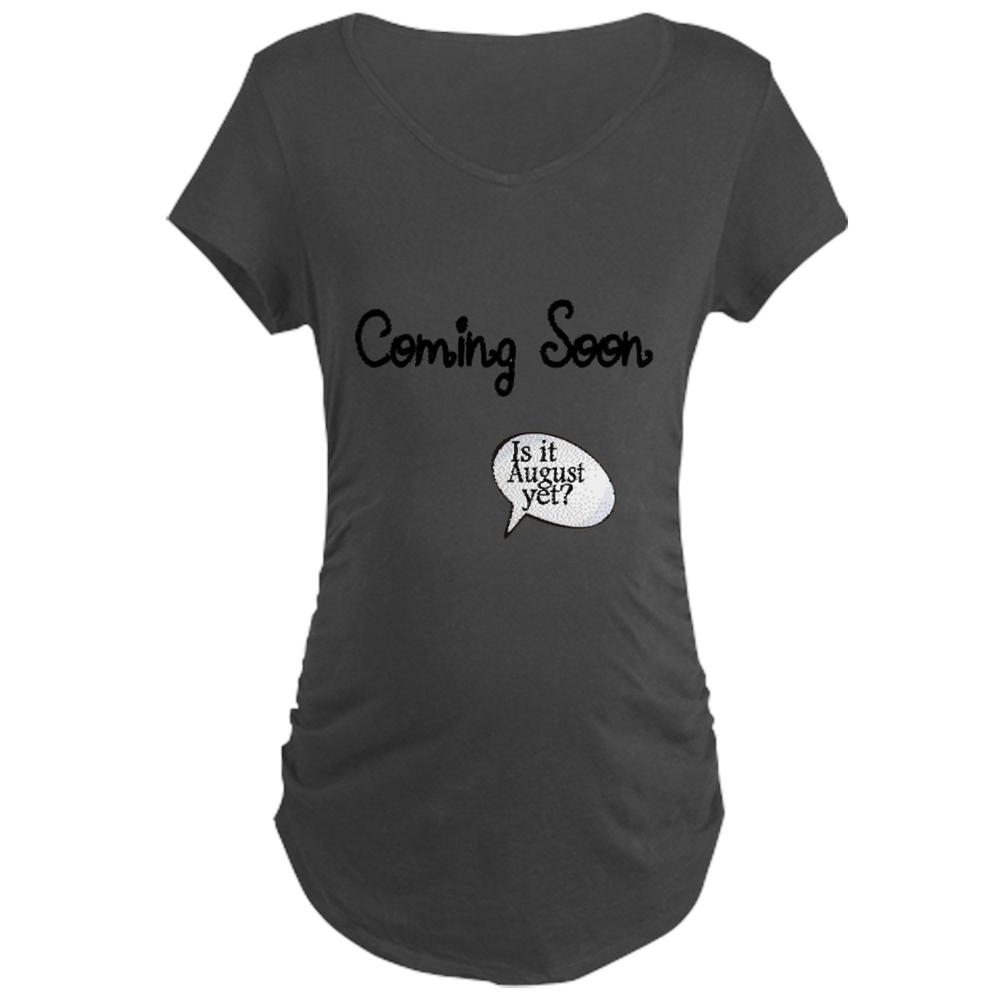 Coming Soon Maternity T-Shirt for Women - August Countdown Ruched Side Pregnancy Shirt | Comfortable & Stylish Maternity Wear for Baby Showers, Pregnancy Announcements & Everyday Use