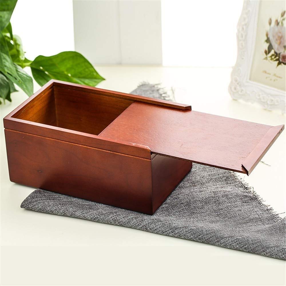 Nordic Style Cherry Wood Tissue Box Cover - Rectangular Paper Towel Holder Tray for Home Decor (20x12x9.4cm, Coffee Brown) | Perfect for Living Room, Bedroom & Bathroom Organization