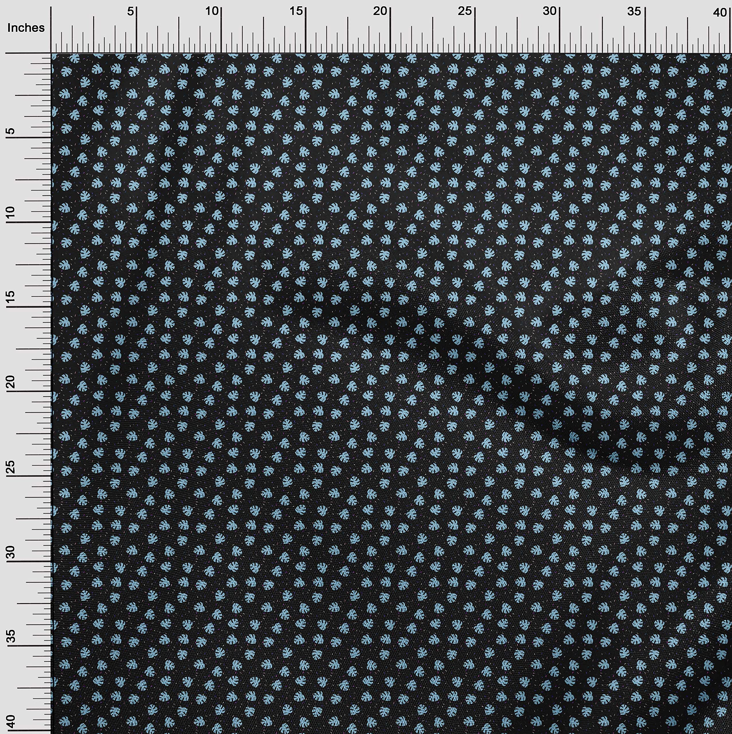 oneOone Viscose Jersey Black Fabric with Leaf Print - 60 Inch Wide for Kids DIY Clothing & Sewing Projects - Soft, Breathable Material for Dresses, Skirts & Crafting