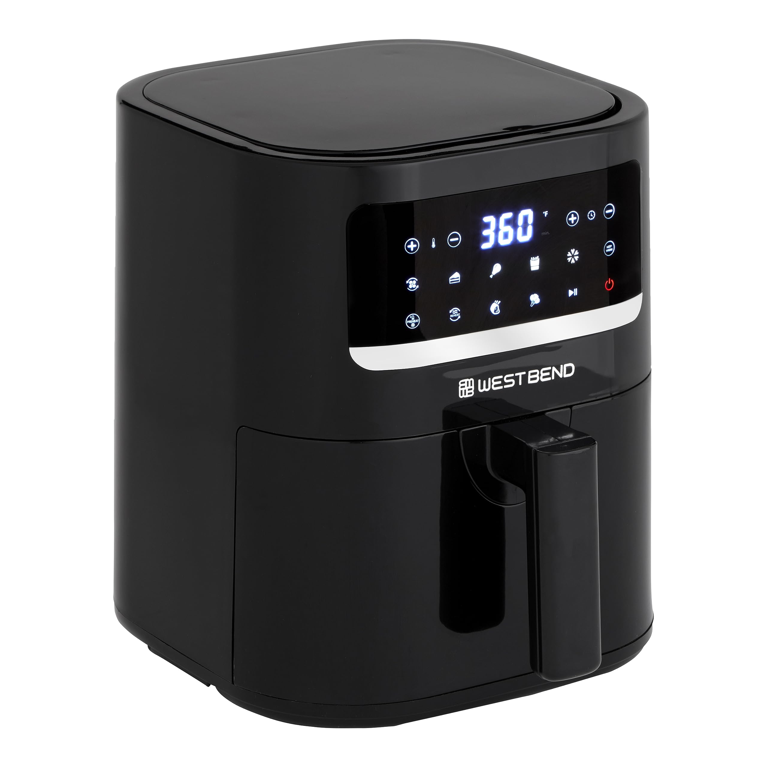 West Bend 5-Quart Digital Air Fryer with 10 Presets - 1500W Nonstick Basket for Healthy Frying, Baking & Roasting - Perfect for Family Meals, Snacks & Meal Prep - Black
