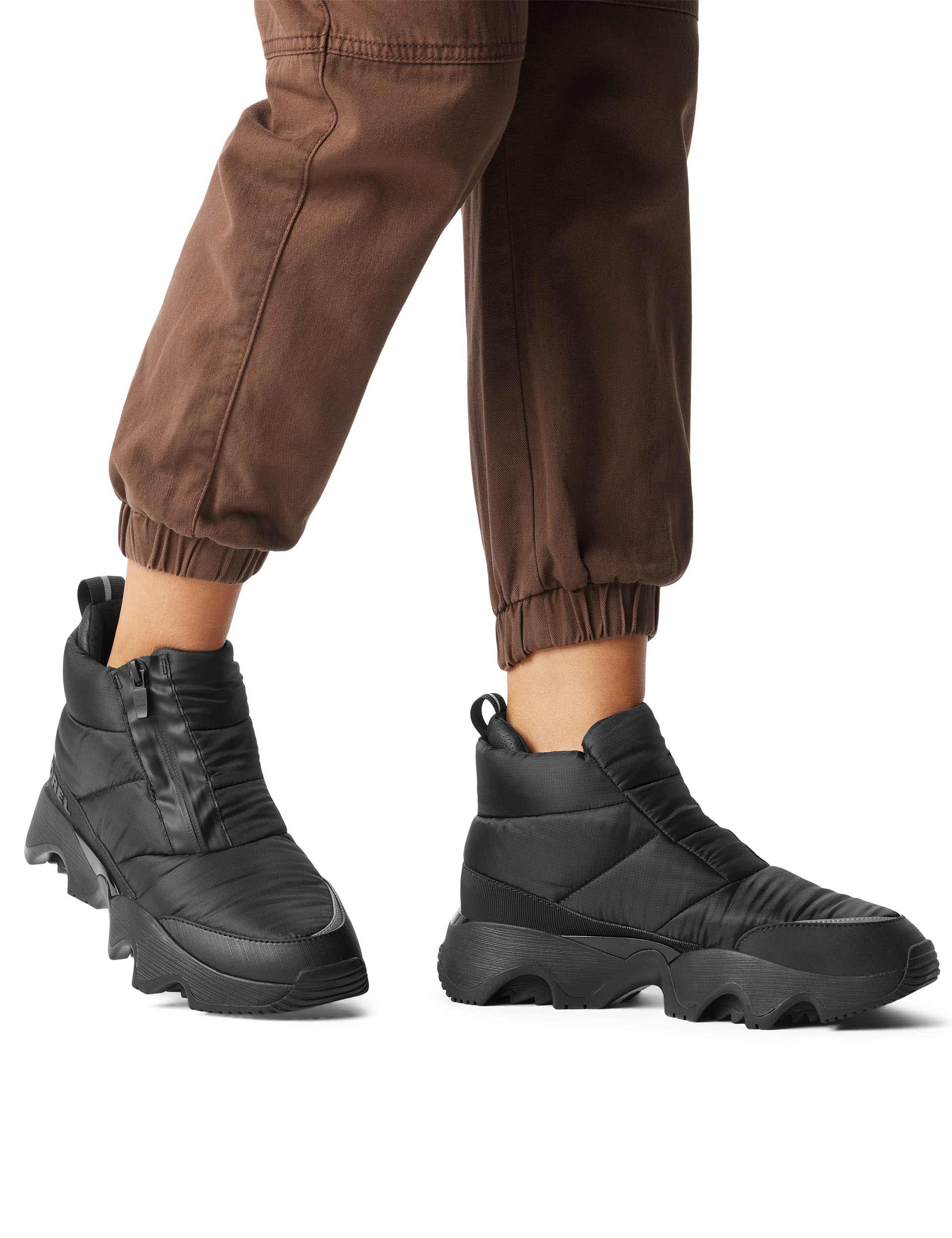Kinetic Impact Puffy Sneaker Boots for Women - Waterproof Winter Shoes, Black/Sea Salt - Comfortable & Stylish for Outdoor Activities, Hiking & Snow Walking