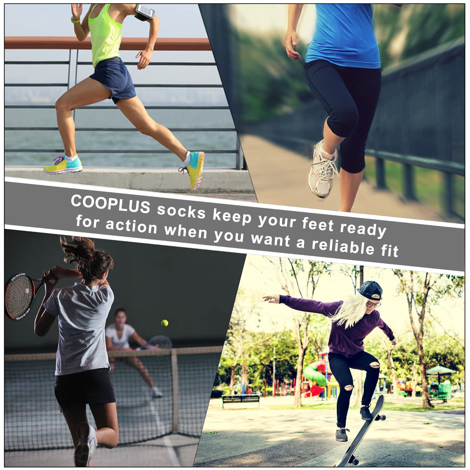 COOPLUS Women's Ankle Socks - 6 Pairs Athletic Running Socks with Cushion & Breathable Cotton - Perfect for Workouts, Jogging & Daily Comfort