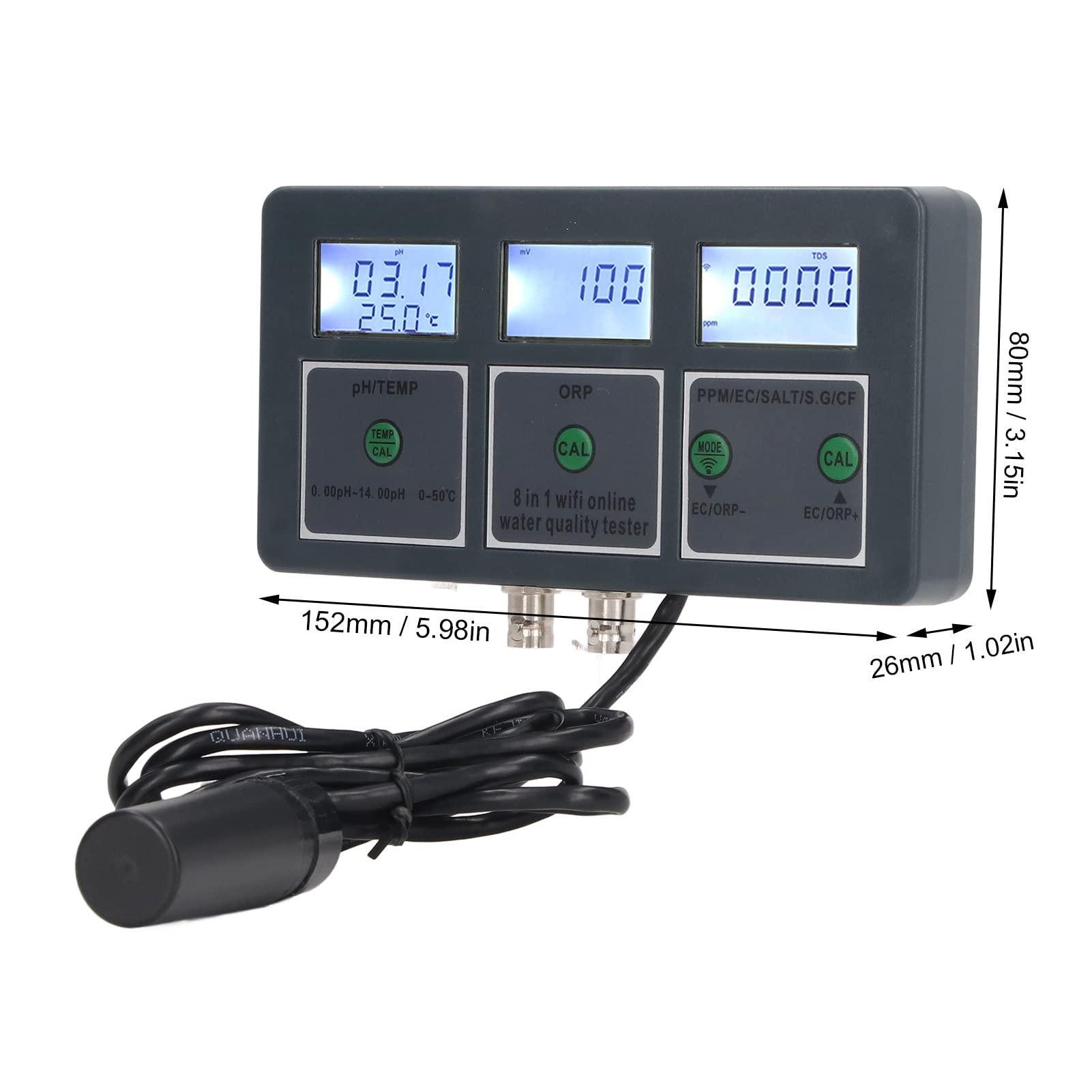 8-in-1 Digital Aquarium Water Tester with pH, Ammonia, Nitrate & More | Smart APP Monitoring for Fish Tanks, Hydroponics & Lab Use | Perfect for Home Aquariums, Pond Maintenance & Water Quality Testing