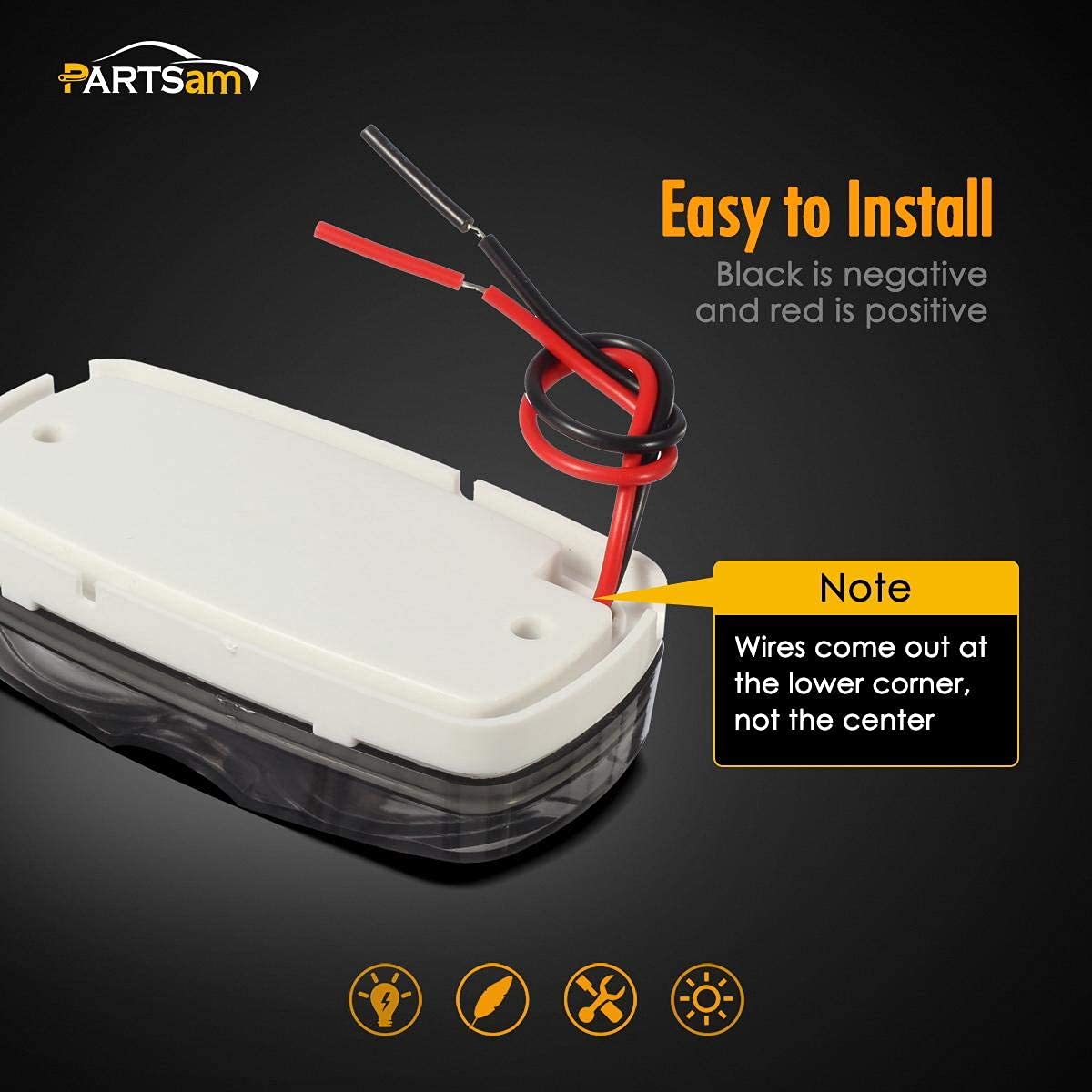 Partsam LED RV Camper Tail Light Kit - Smoke Lens with 14 Amber/Red Double Bullseye Marker Lights, 10-Diode LED Brake/Turn/Tail Lights & License Plate Light (Black Base) - Perfect for RV, Camper & Trailer Safety Lighting Upgrades